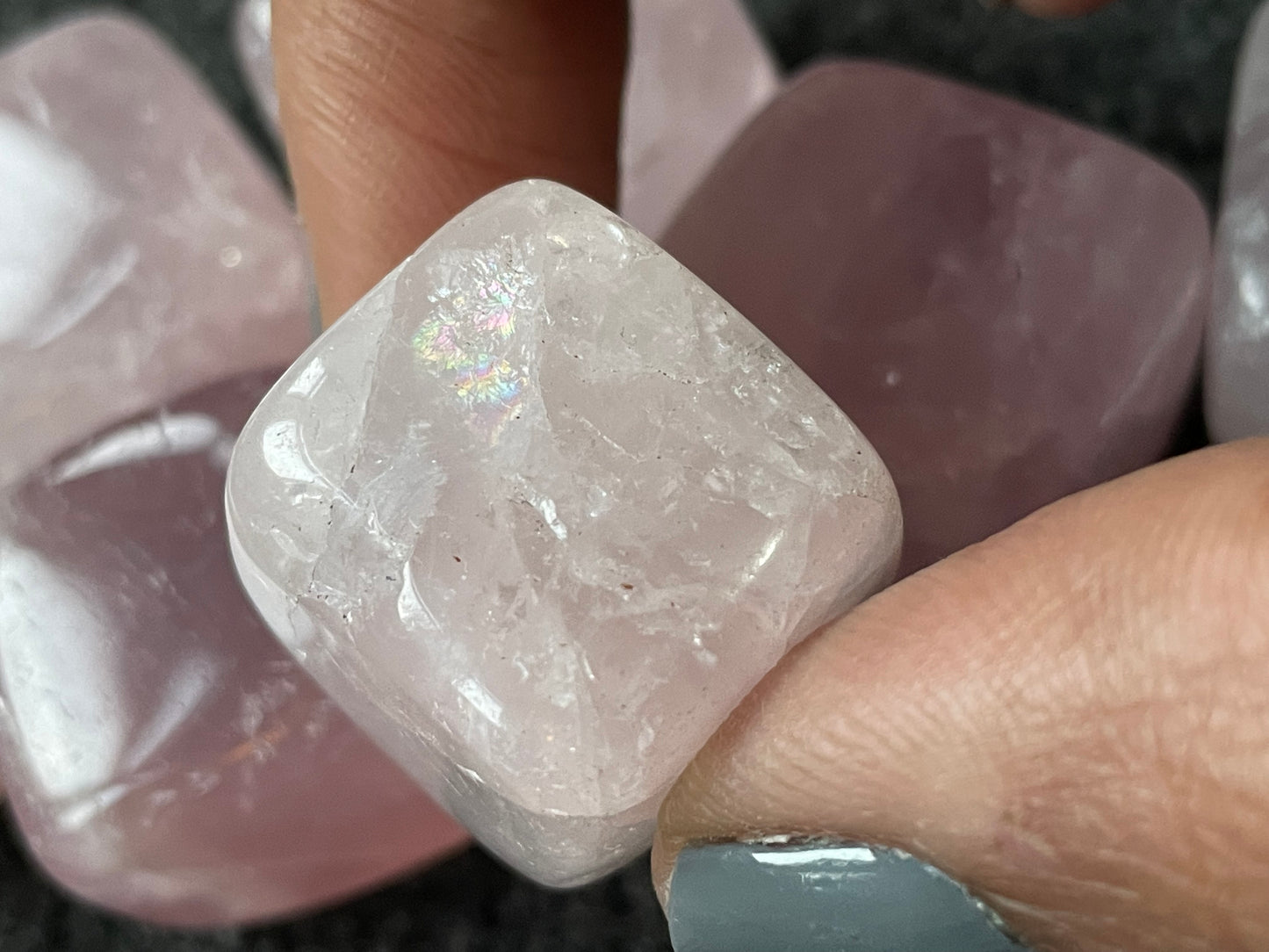 Rose Quartz Tumbled Cube Gemstone Crystal - Medium