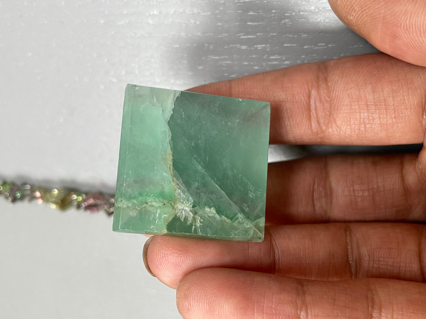 Green Fluorite Crystal Gemstone Pyramid Carving (1)