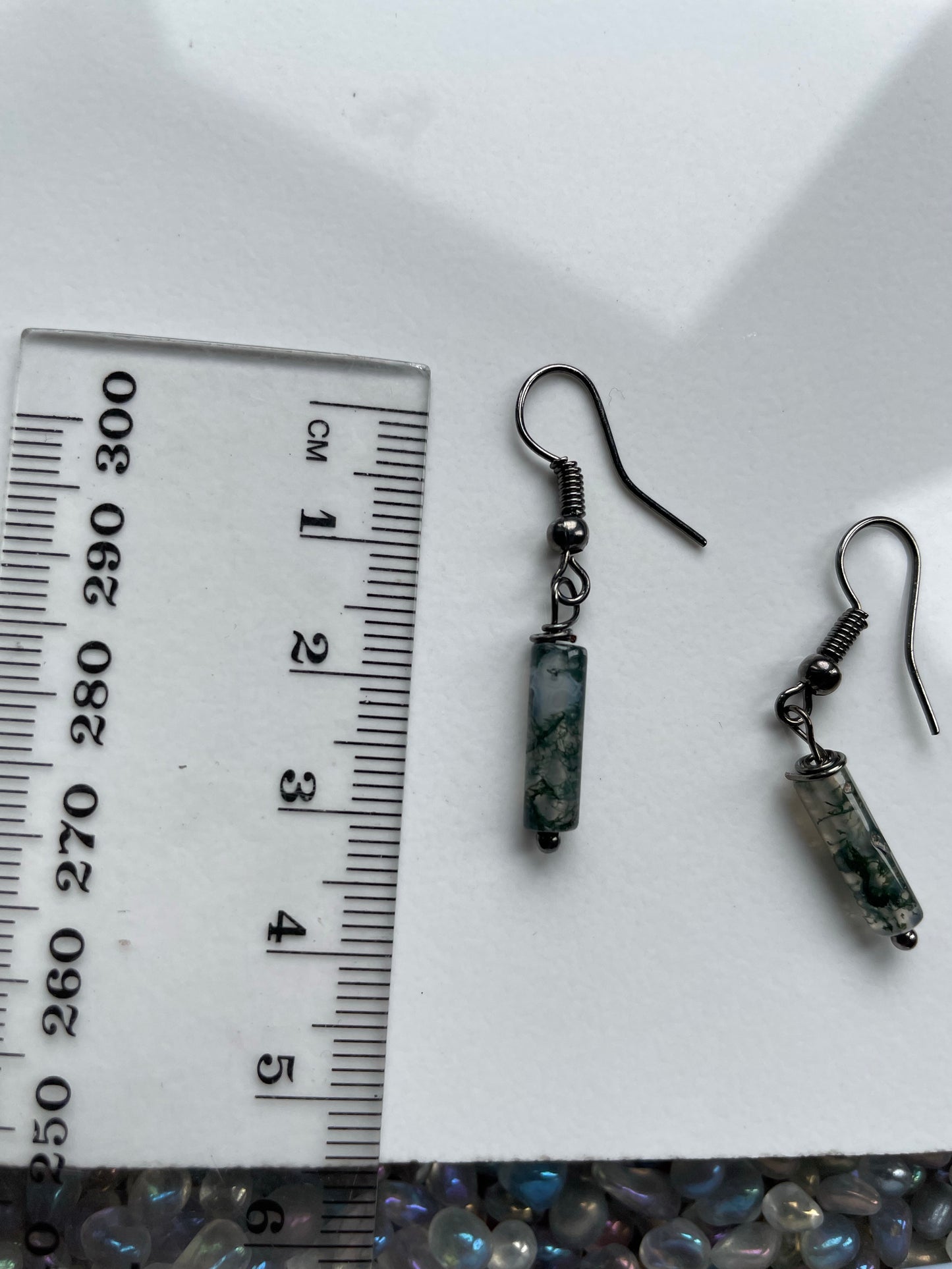 Moss Agate Crystal Gemstone Earrings