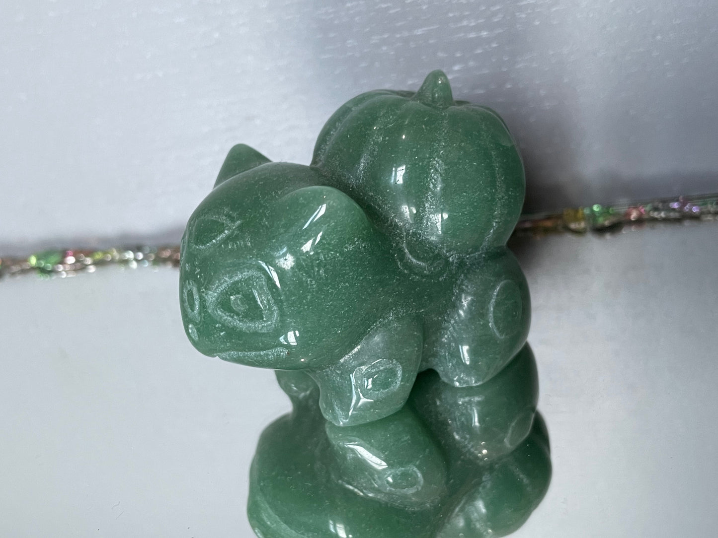 Green Aventurine Gemstone Crystal Bulbasaur Pokémon Carving