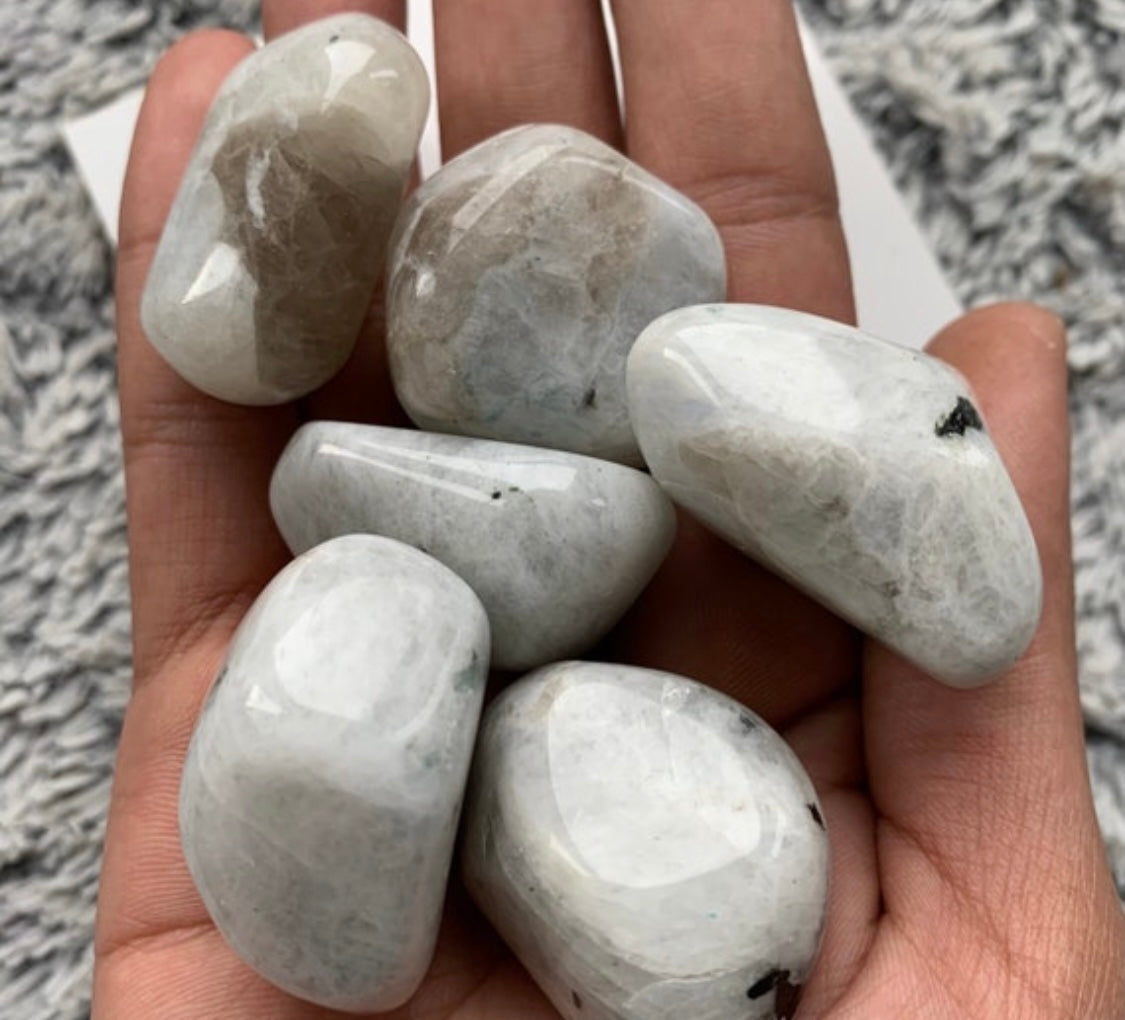 Rainbow Moonstone Tumbled Gemstone Crystal - Large