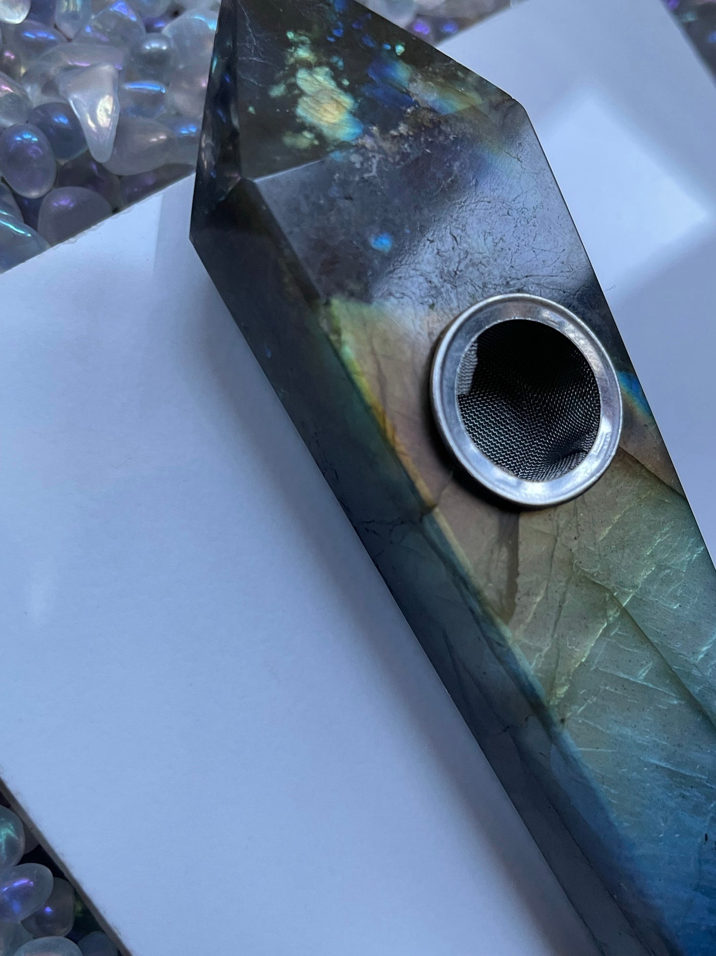 Labradorite Gemstone Crystal Pipe (1)