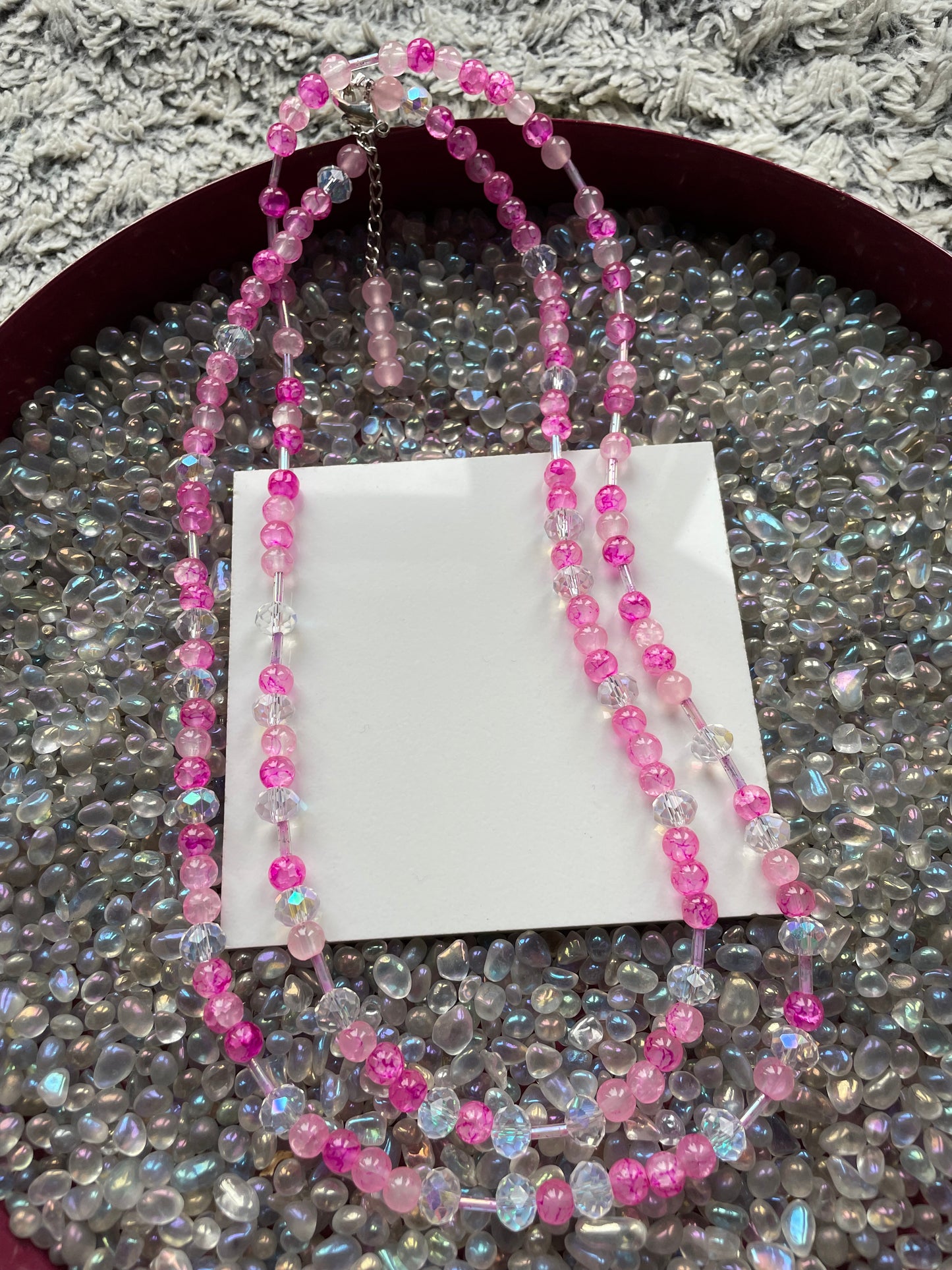 Pink Crackle Quartz Crystal Gemstone Waist Beads
