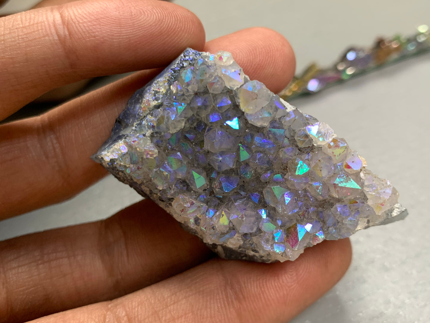 Aura Amethyst Quartz Crystal Gemstone Cluster Small (3)