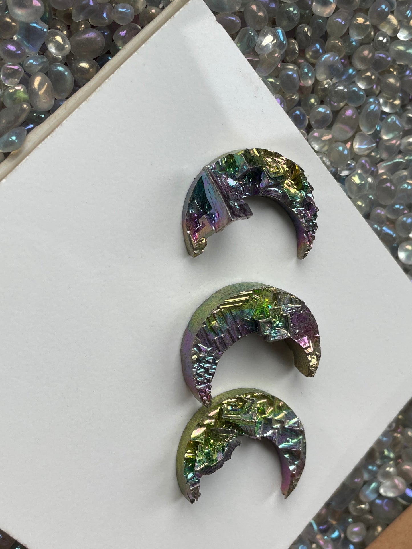 Moon Rainbow Bismuth Crystal Cut Out Metal Art