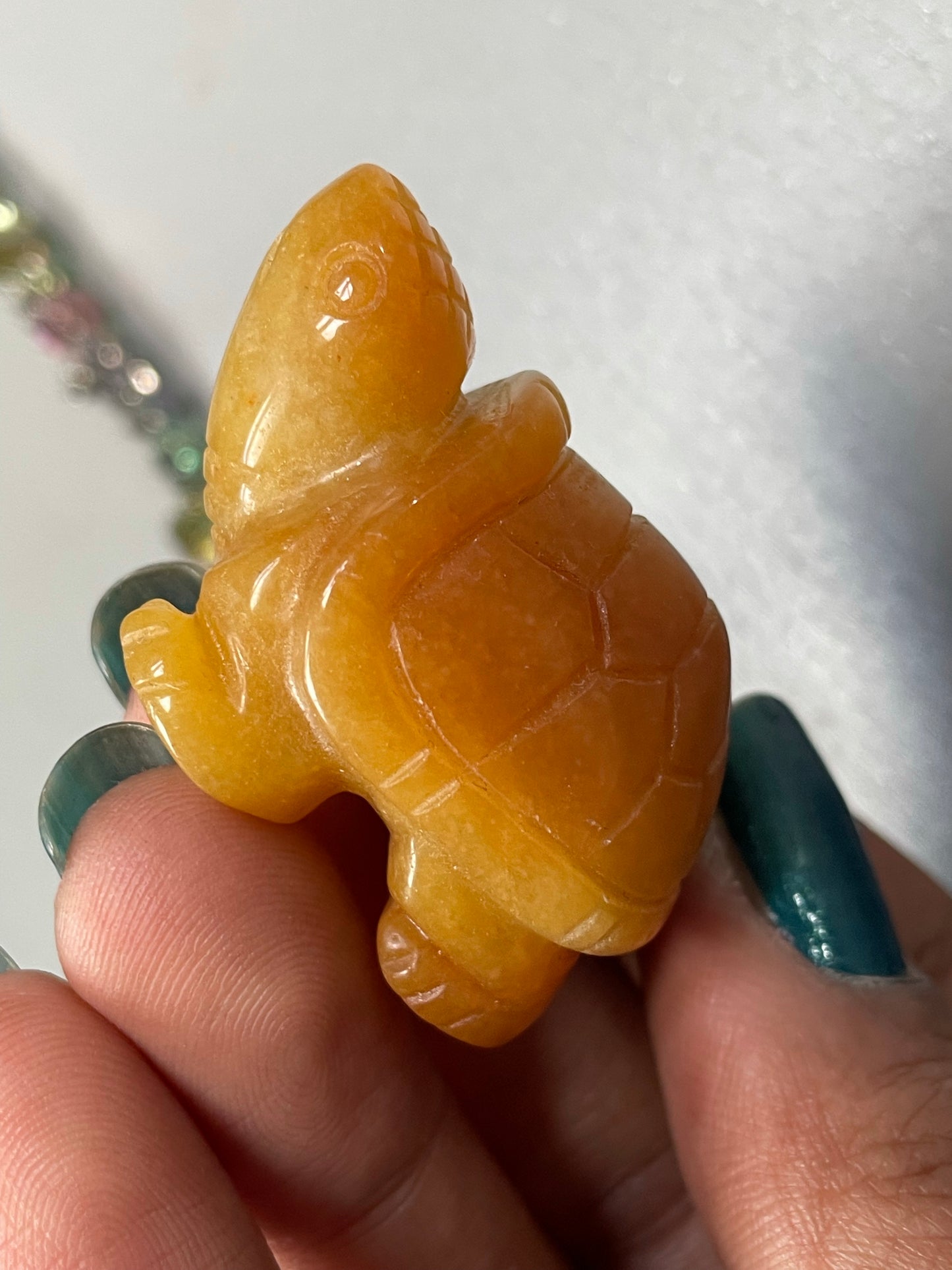 Orange Aventurine Gemstone Crystal Turtle Animal Carving Small