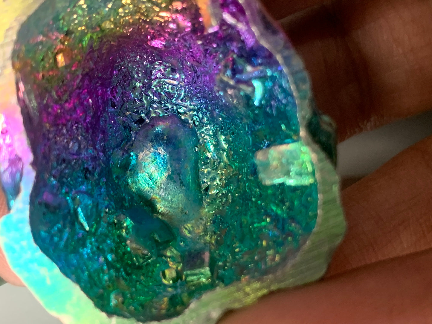 Rainbow Egyptian Scarab Beetle Bismuth Crystal Metal Art Sculpture