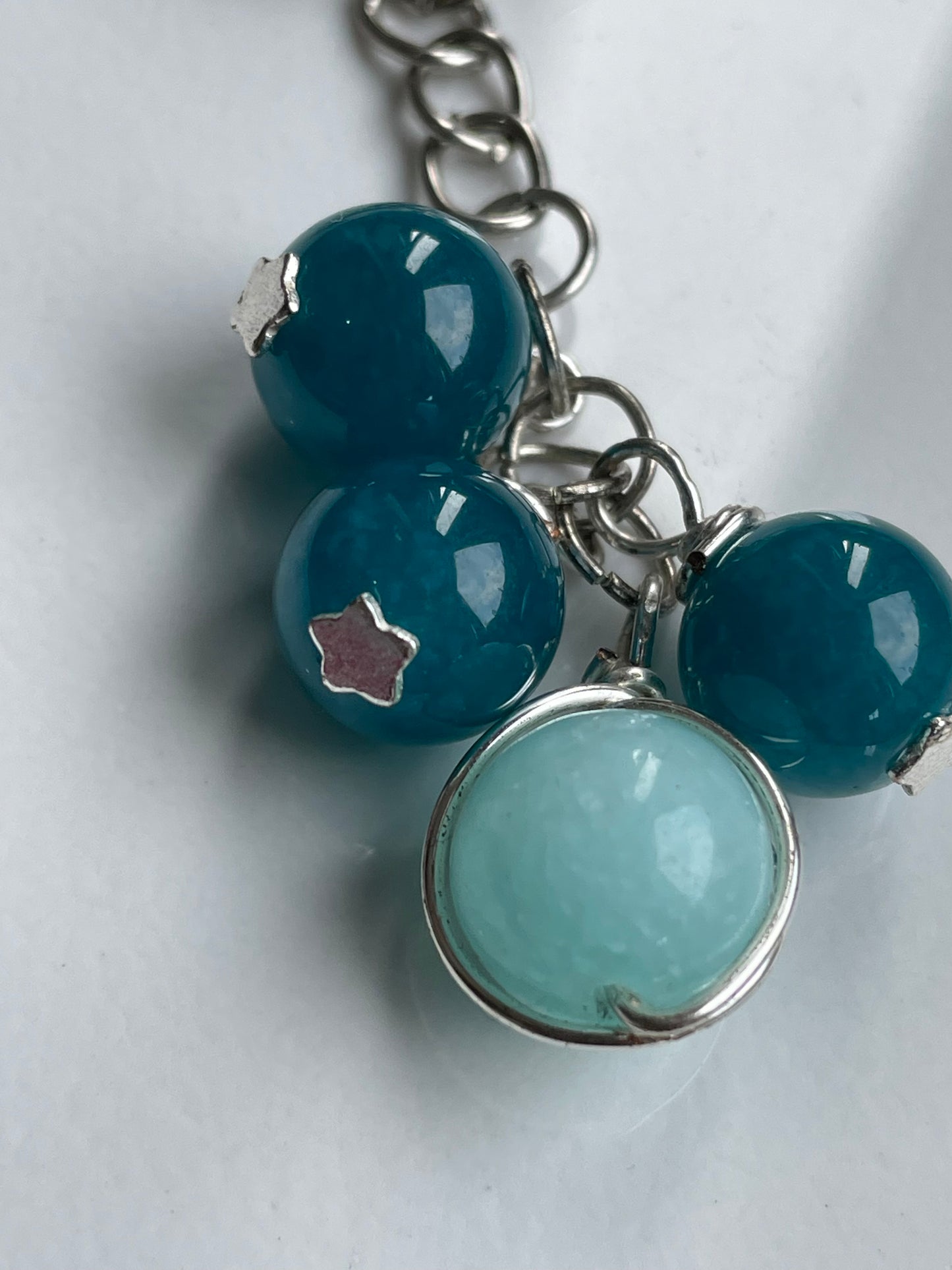 Turquoise & Mint Quartz Crystal Gemstone Keyring