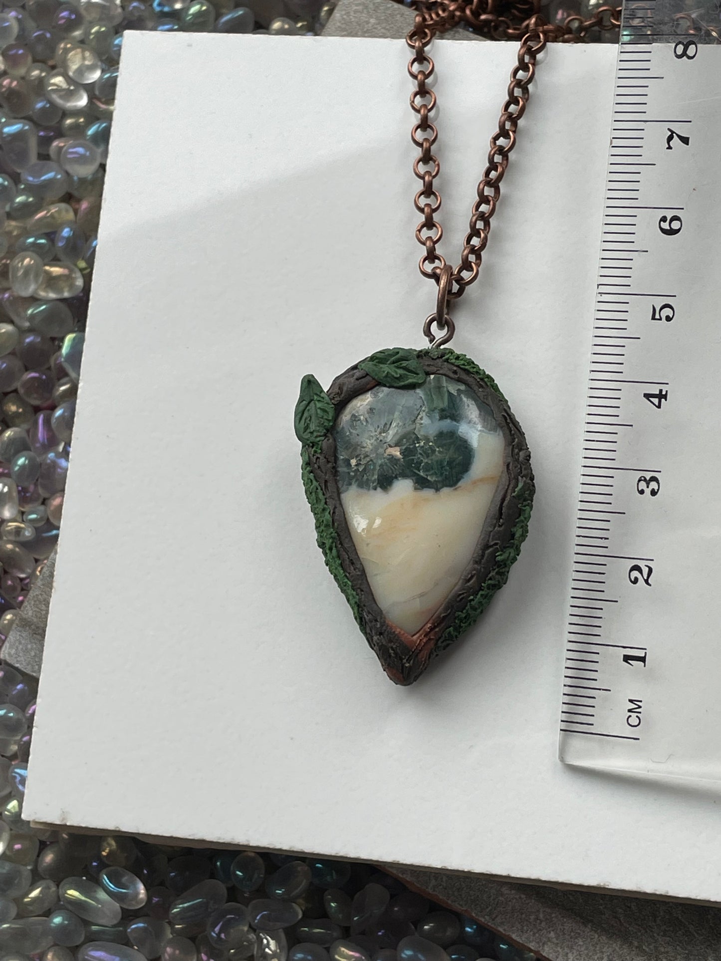 Ocean Jasper Gemstone Crystal White Enchanted Garden Necklace
