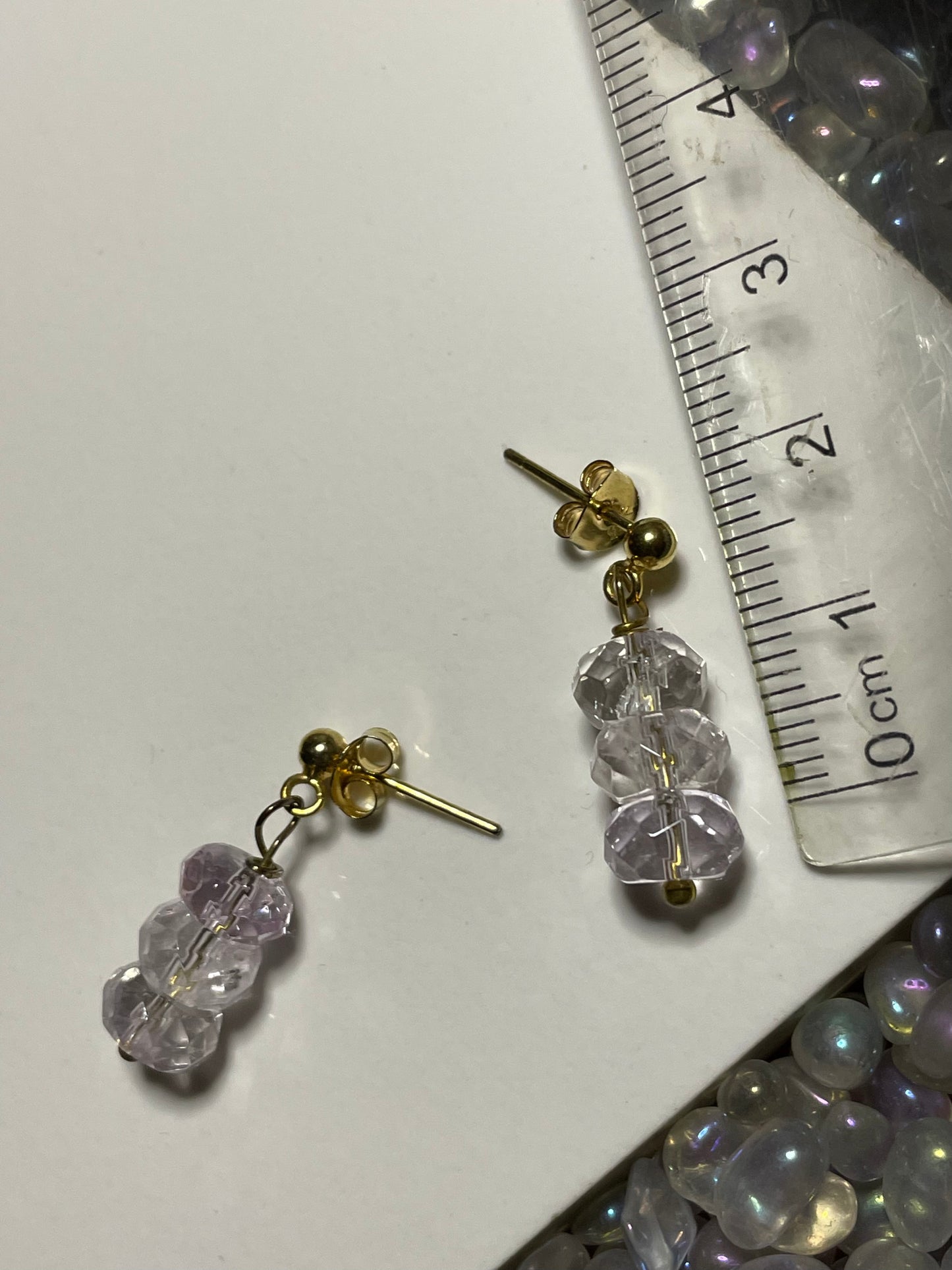 Lavender Amethyst Crystal Gemstone 925 Gold Earrings