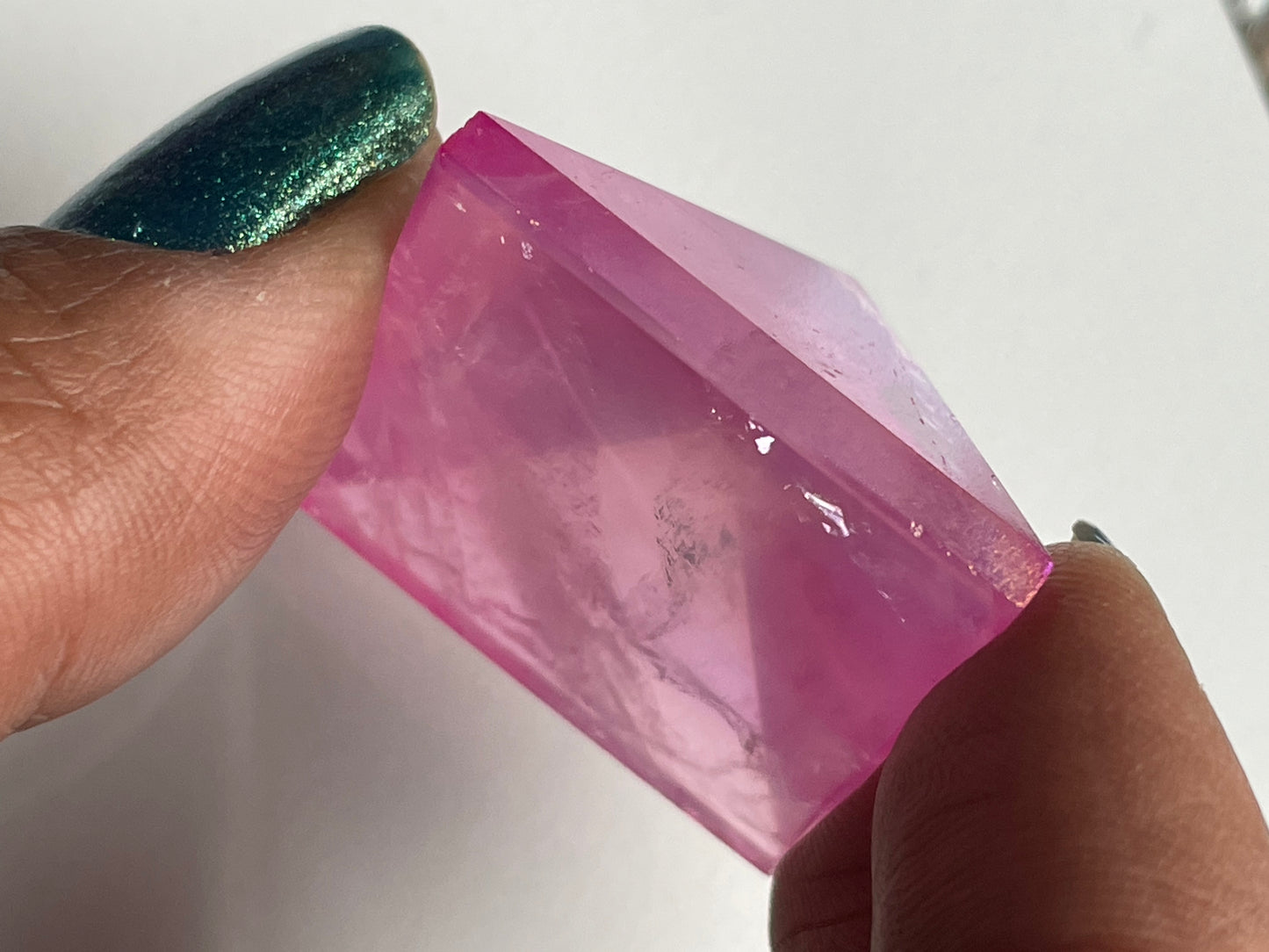 Pink Aura Quartz Crystal Gemstone Pyramid - Small