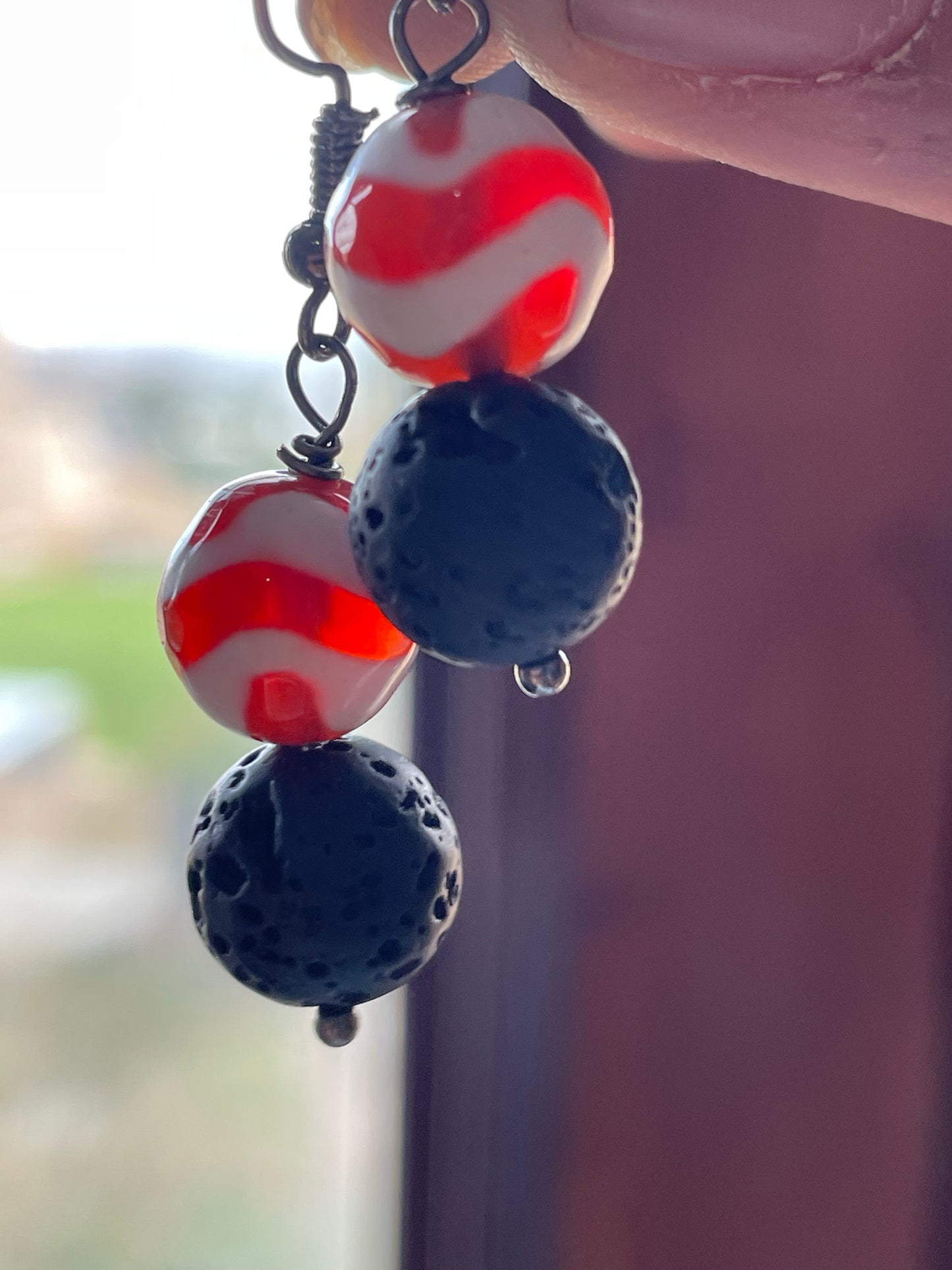 Striped Agate & Lava Stone Crystal Gemstone Earring Gift Set