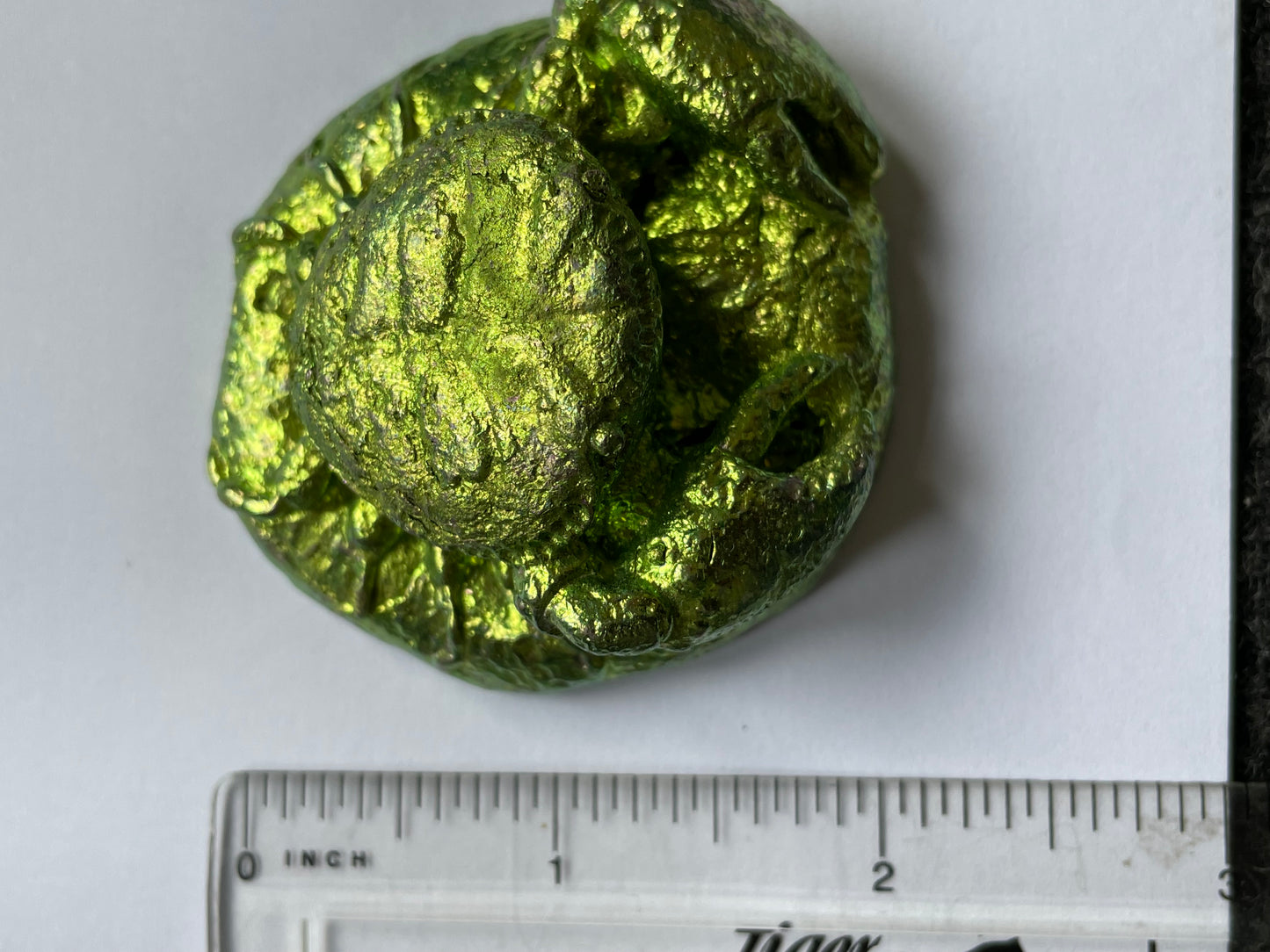 Lime Green Bismuth Crystal Crab Metal Art Sculpture