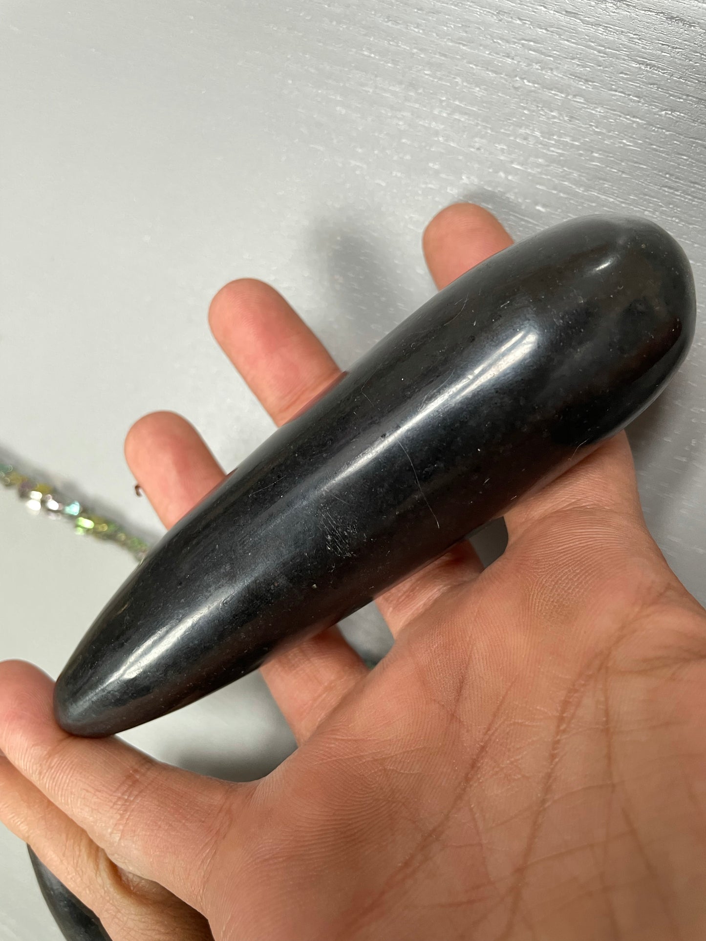 Black Tourmaline Crystal Gemstone Massage Wand — Self-Care Tool (2)