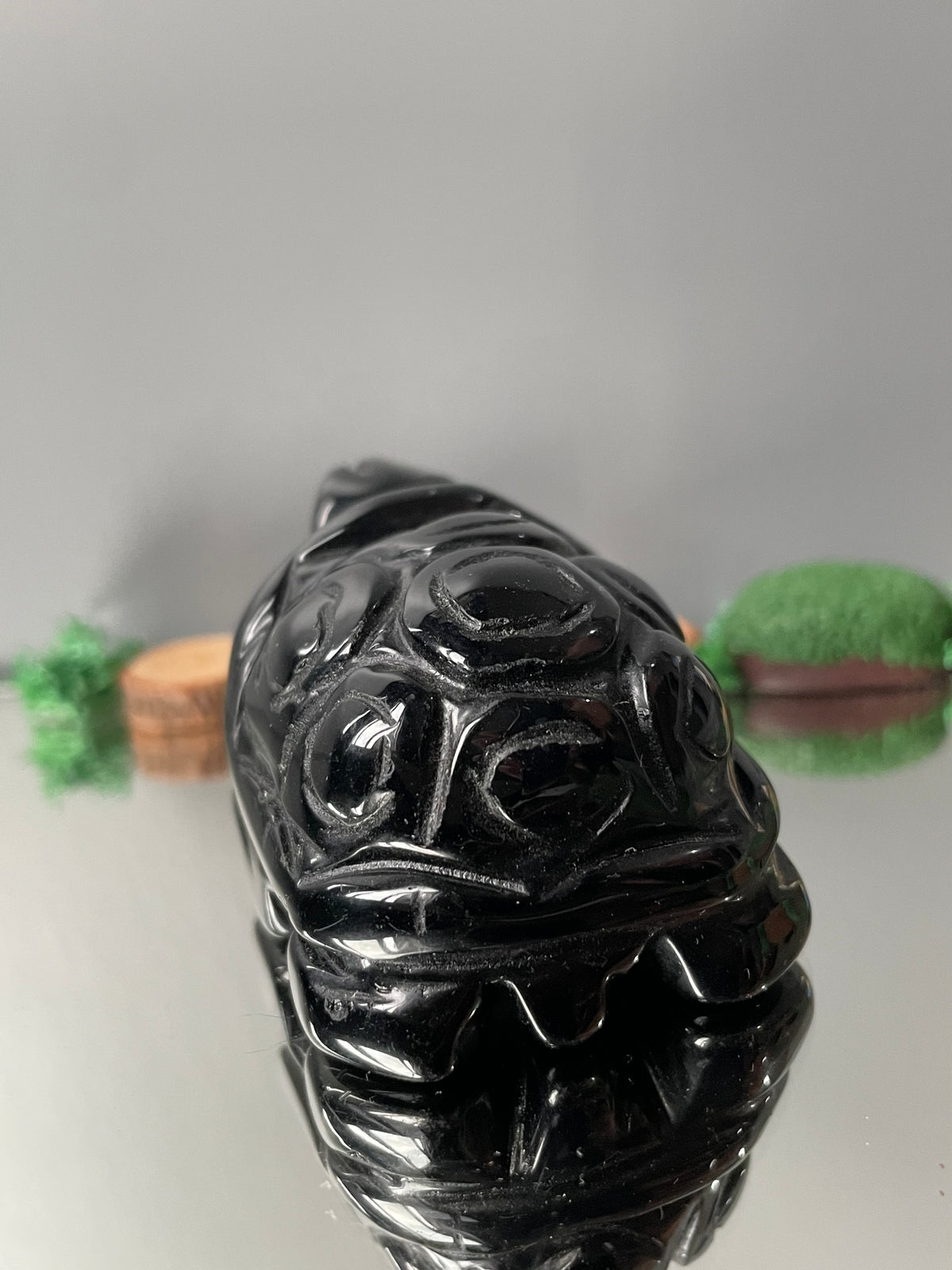 Black Obsidian Gemstone Crystal Turtle Animal Carving Large