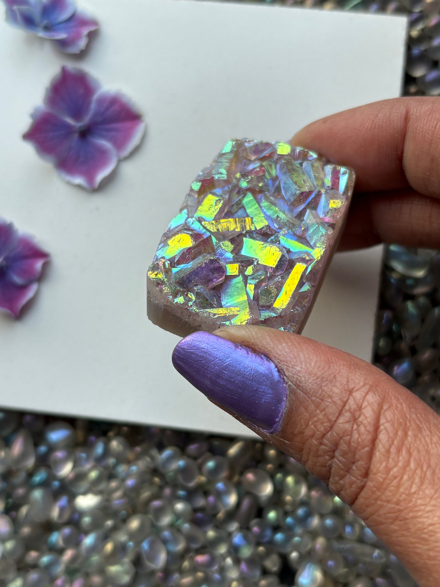 Aura Amethyst Crystal Gemstone Rectangular Cluster (3)