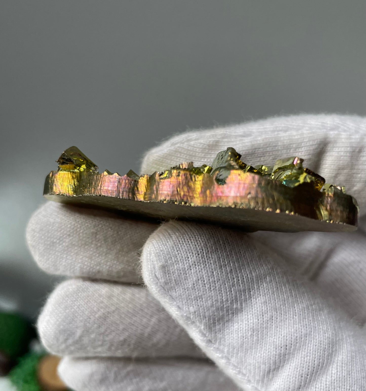 Gold Bismuth Crystal Cloud Cut Out Metal Art