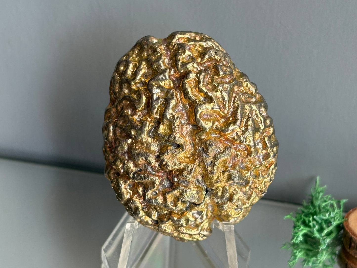 Gold Bismuth Crystal Brain Metal Art Sculpture
