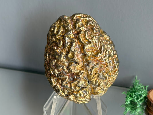 Gold Bismuth Crystal Brain Metal Art Sculpture