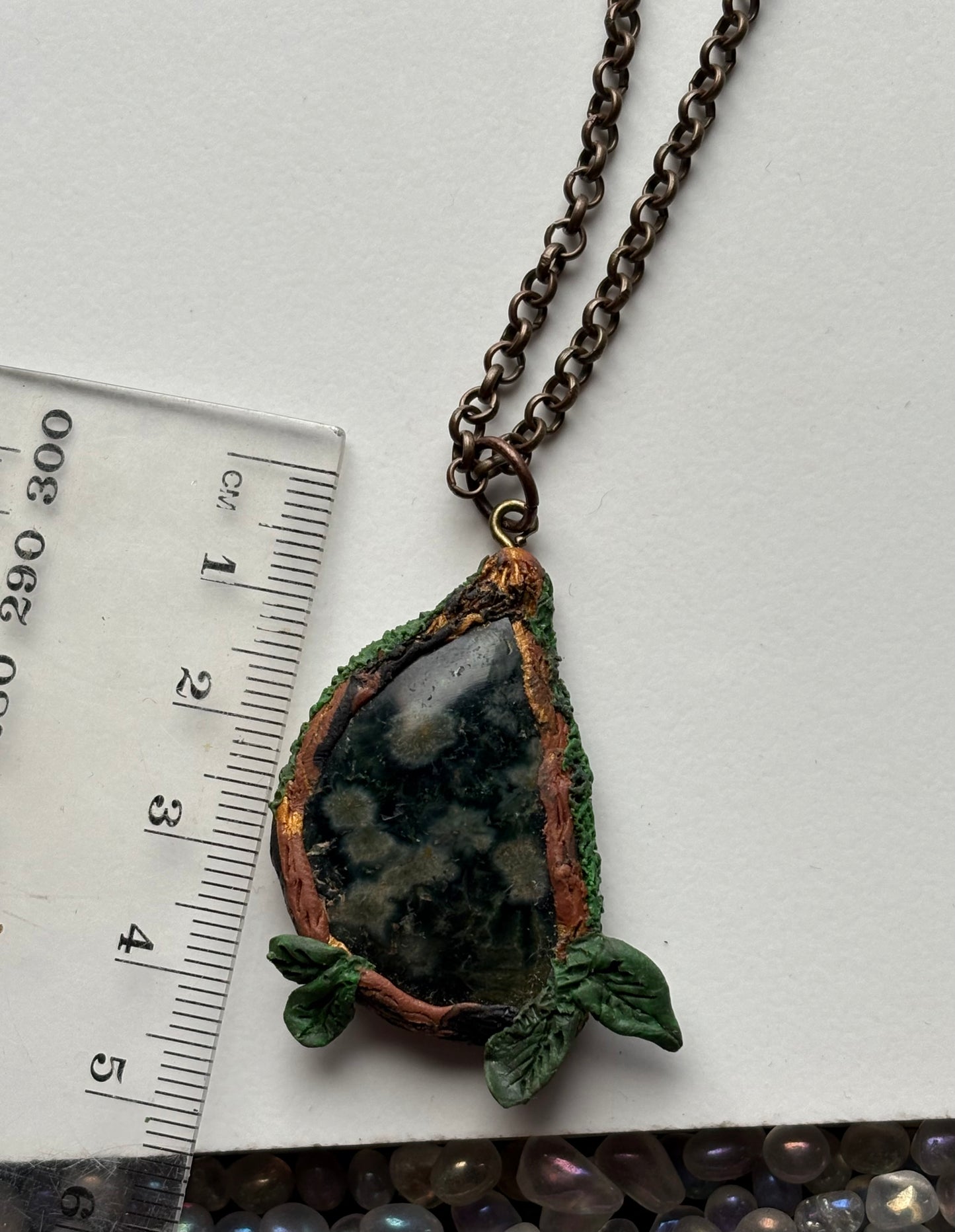 Ocean Jasper Gemstone Crystal Enchanted Forest Necklace (2)