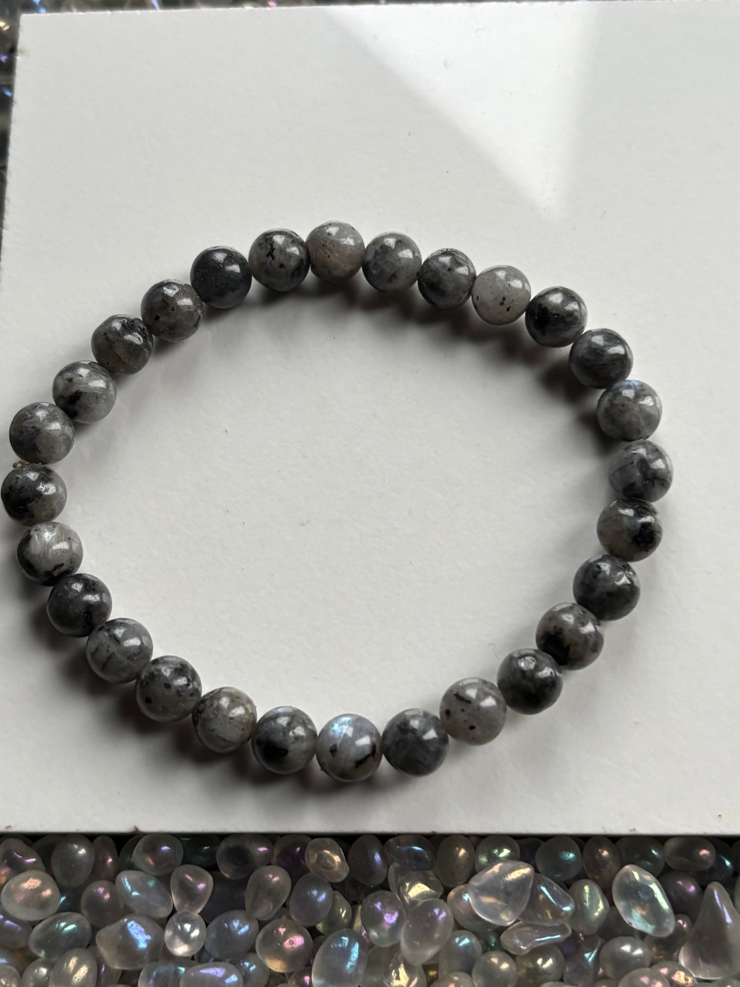 Larvikite Crystal Gemstone Stretch Bracelet