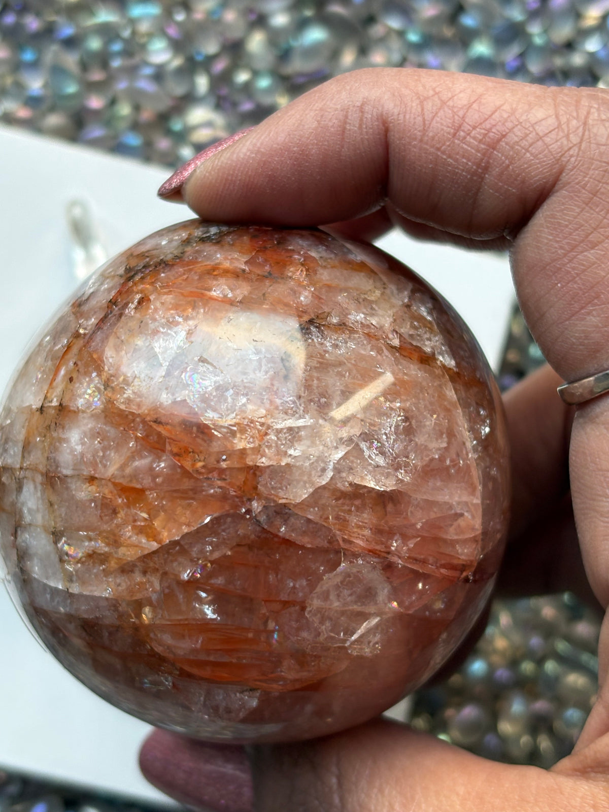 Fire Hematoid Quartz - Crystal Gemstone Sphere - L