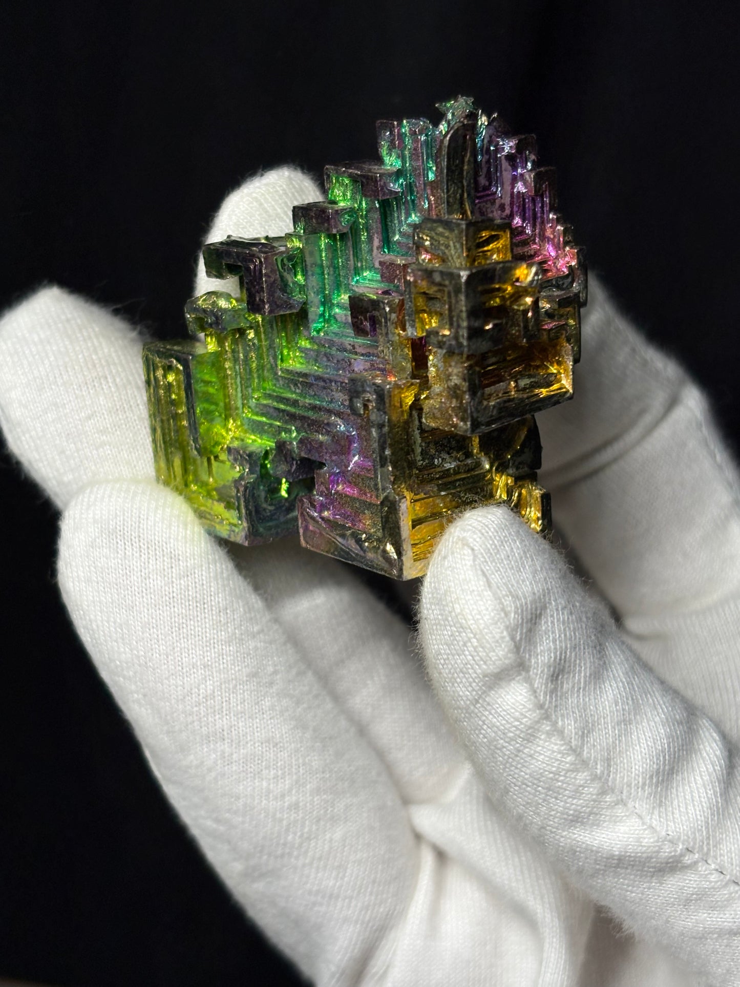 Rainbow Bismuth Crystal Specimen Metal Art Large (1)