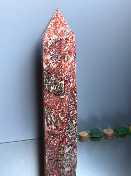 Leopard Skin Jasper Crystal Gemstone Tower Point - L1