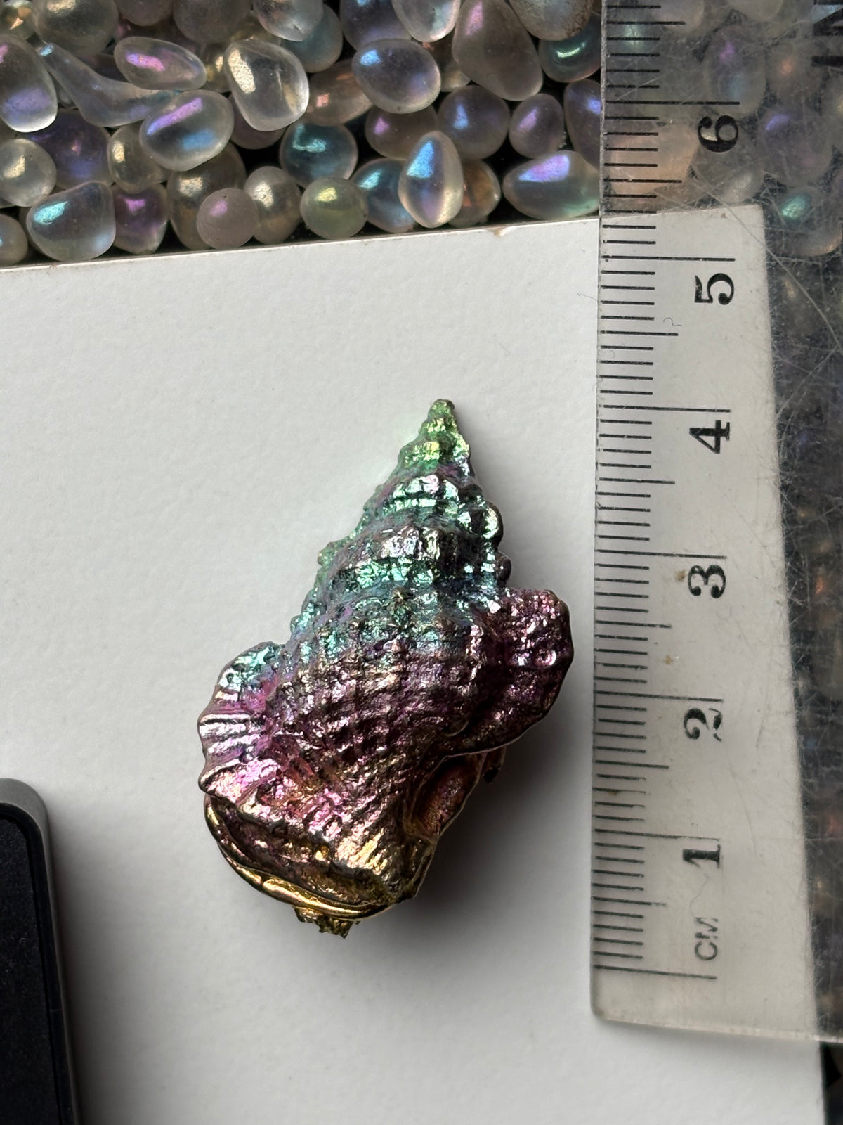 Rainbow Bismuth Crystal Tulip Sea Shell Metal Art Sculpture