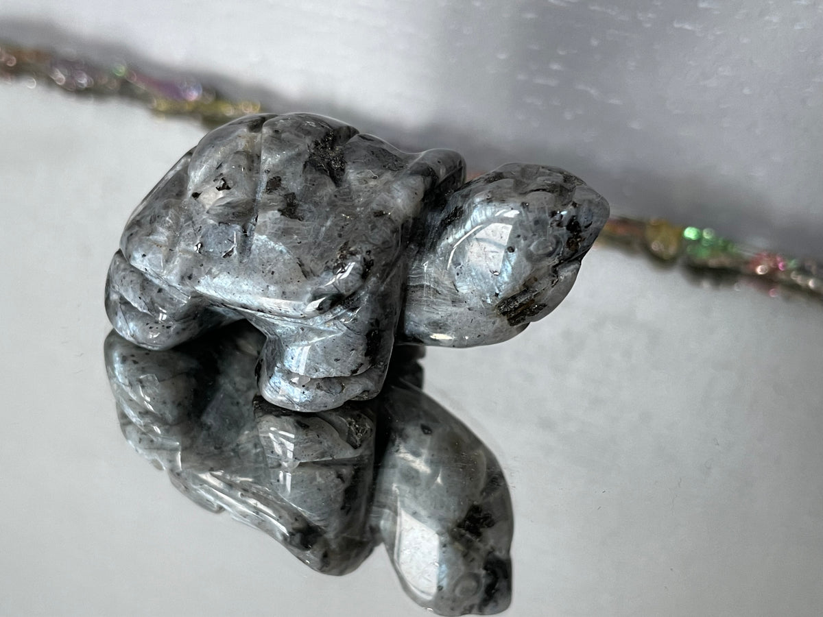 Larvikite Gemstone Crystal Turtle Animal Carving Small