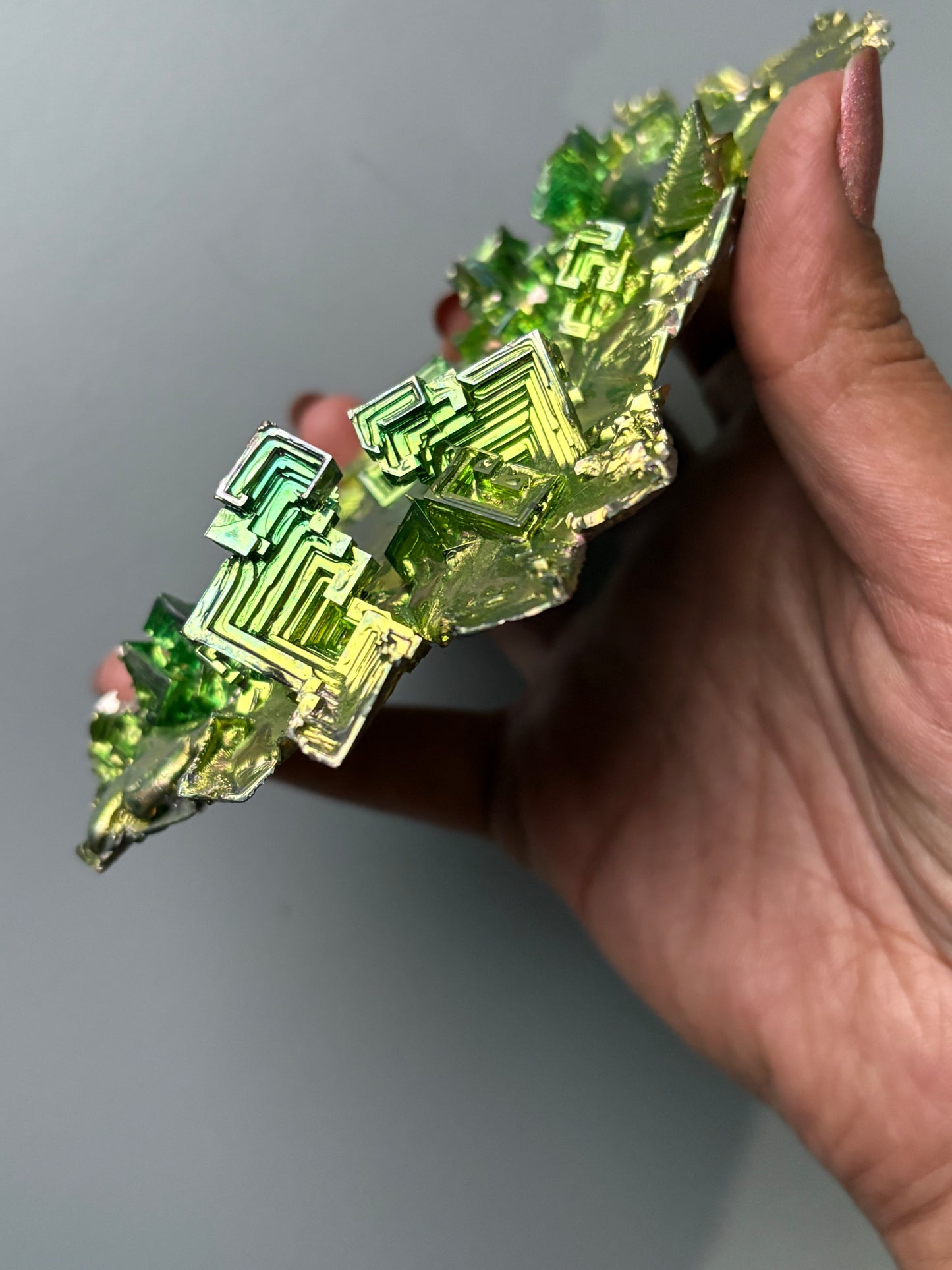 Kryptonite Green Bismuth Specimen Crystal Metal Art Large Slab