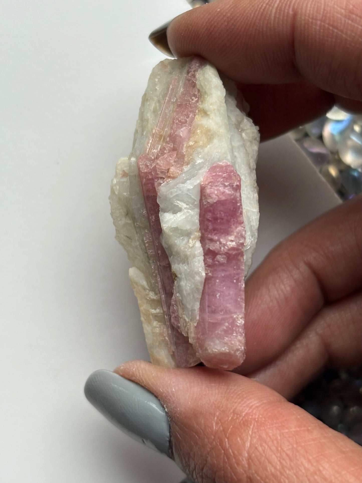 Pink Tourmaline Quartz Crystal Gemstone Rough Specimen (C)