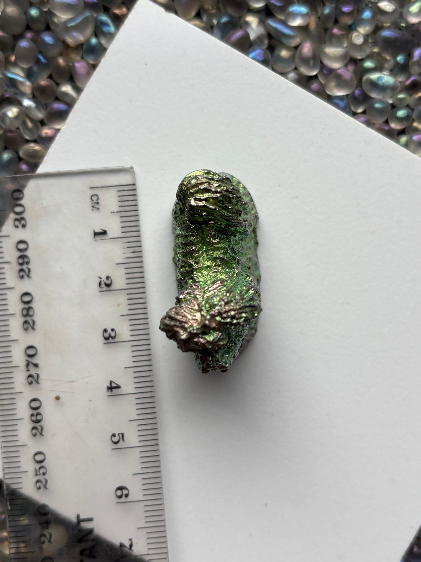 Green Teal Mini Dog Bismuth Crystal Metal Art Sculpture
