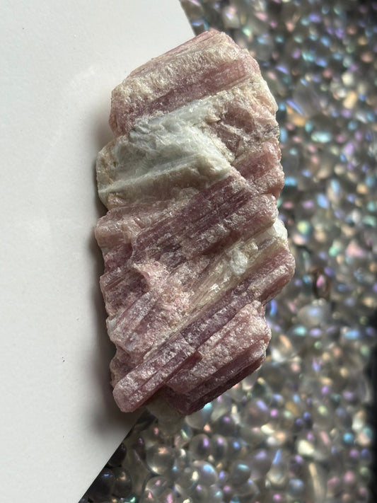 Pink Tourmaline Quartz Crystal Gemstone Rough Specimen (B)