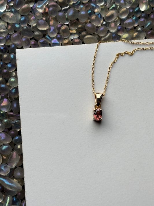 Orange Spinel Oval Gemstone Gold 925 Sterling Silver Necklace