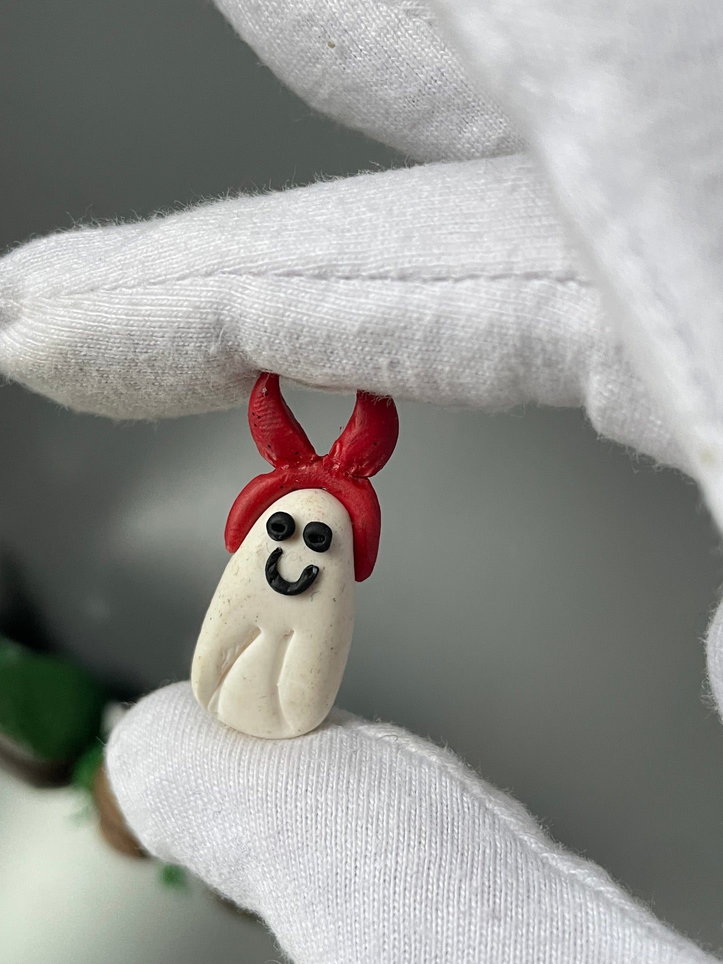 Devilish Witchy Ghost In Clay Glass Vial Art