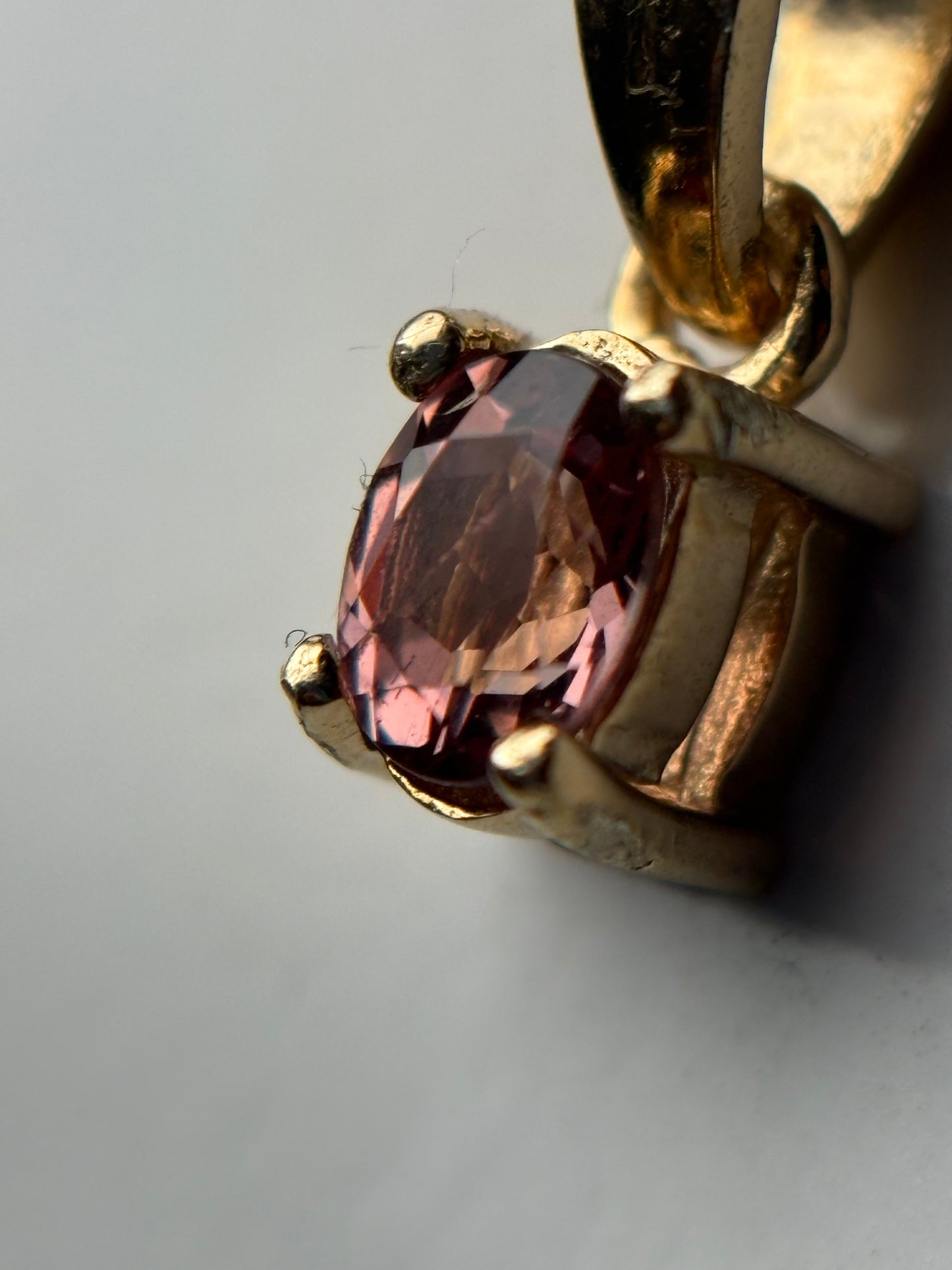 Orange Pink Spinel Oval Gemstone Gold 925 Sterling Silver Necklace