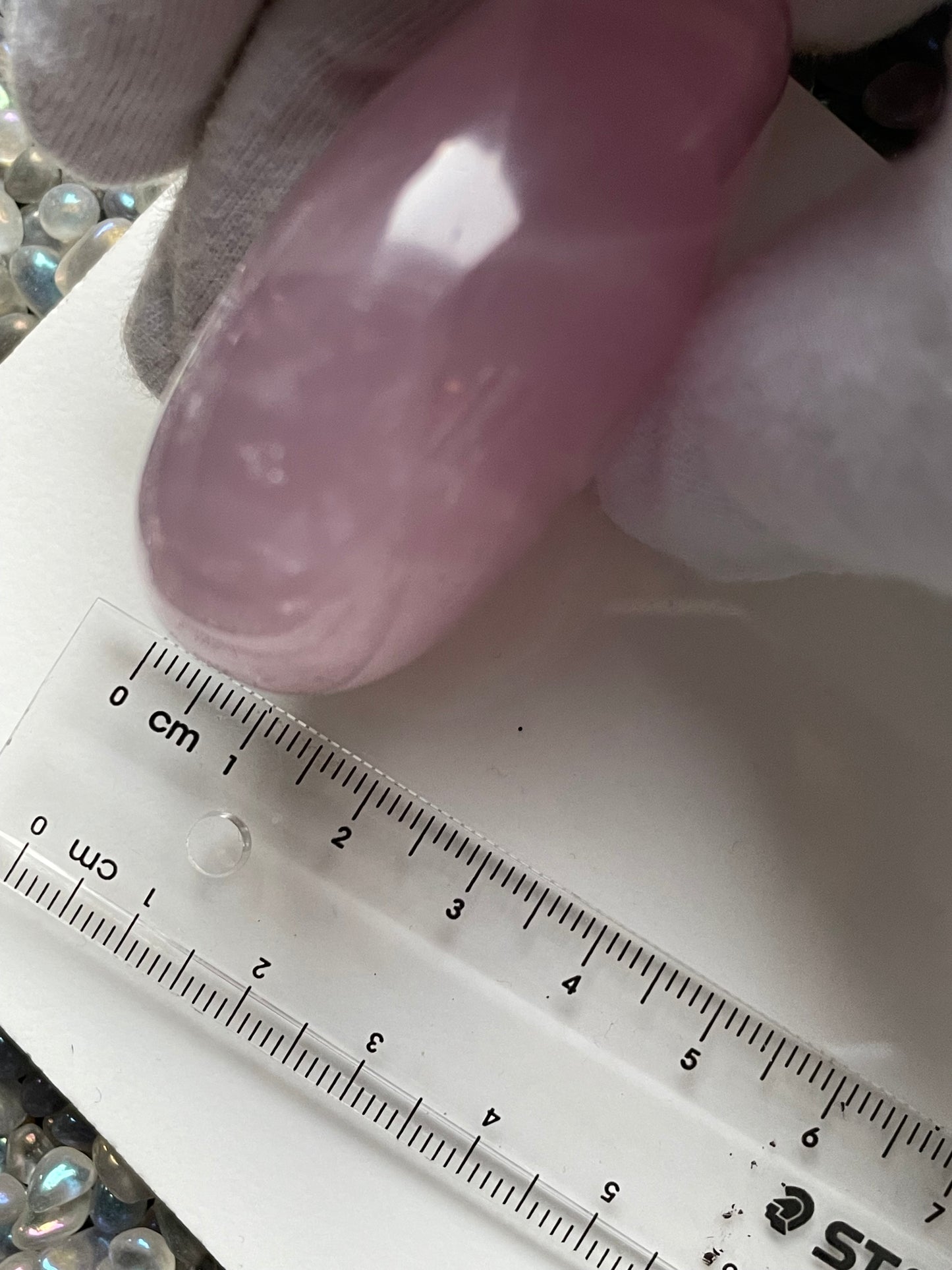 Star Rose Quartz Crystal Gemstone - Palm Stone - (2)