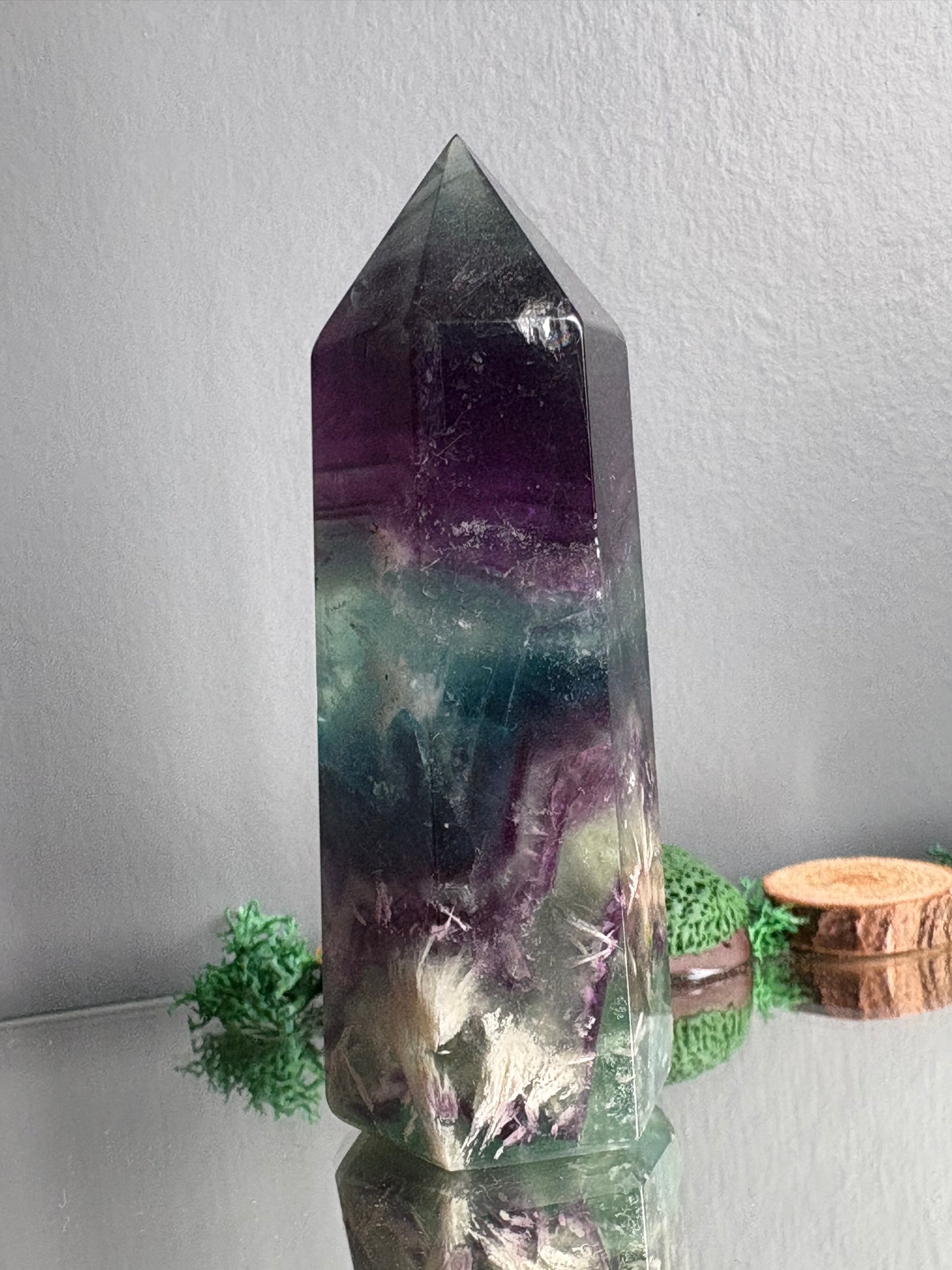 Snowflake Fluorite Gemstone Crystal Tower Point (1)