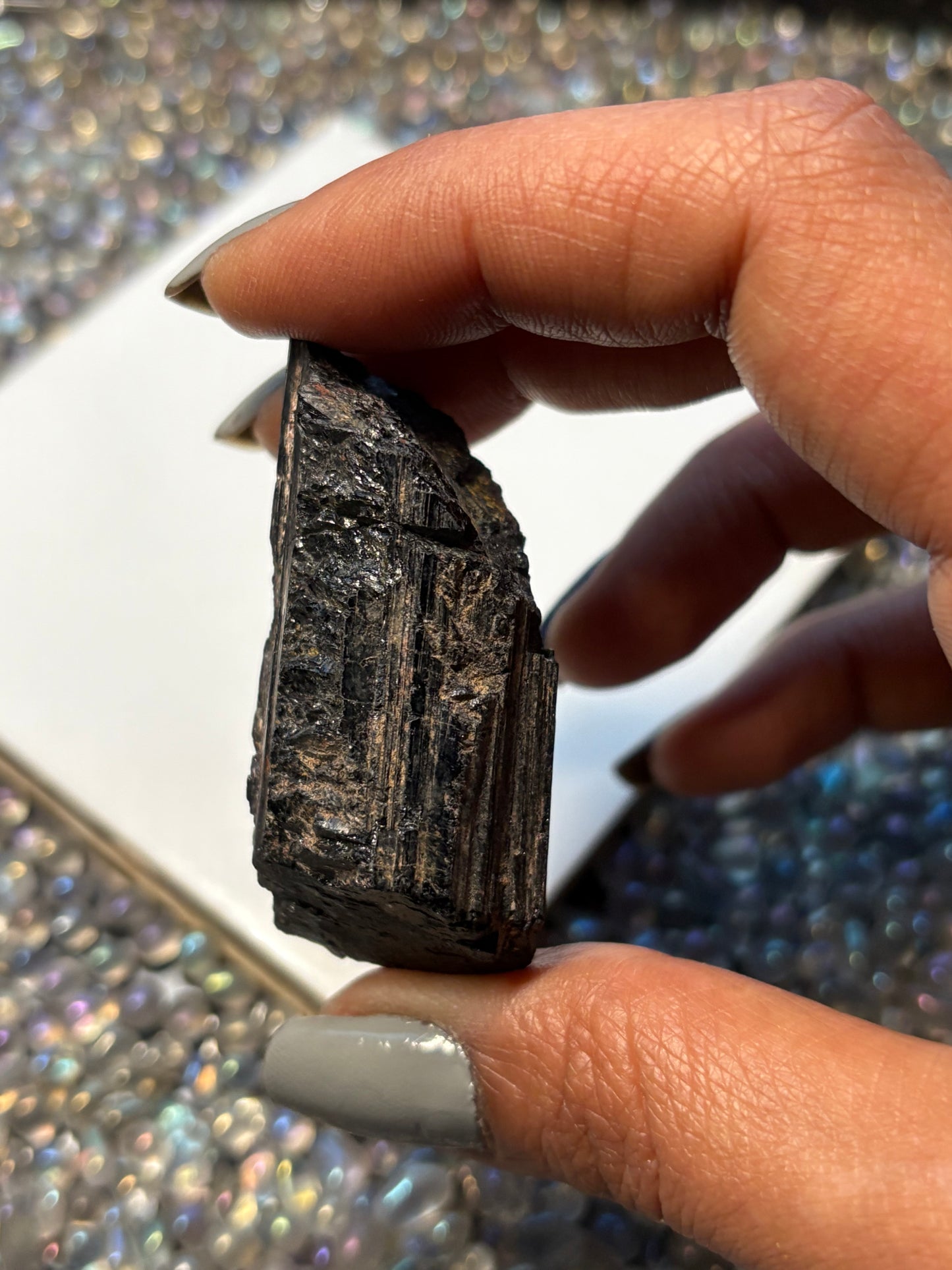 Black Tourmaline Rough Gemstone Crystal Specimen (B)