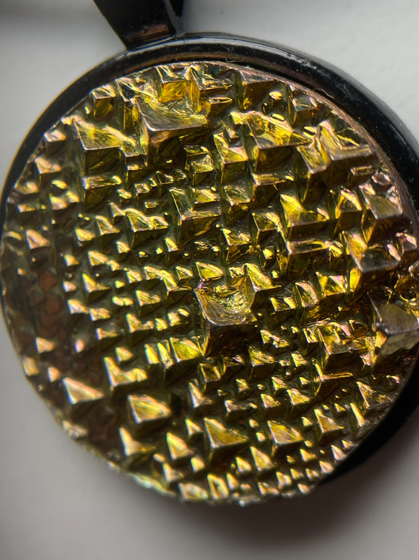 Gold Bismuth Crystal Metal Art Cord Necklace CIRCLE