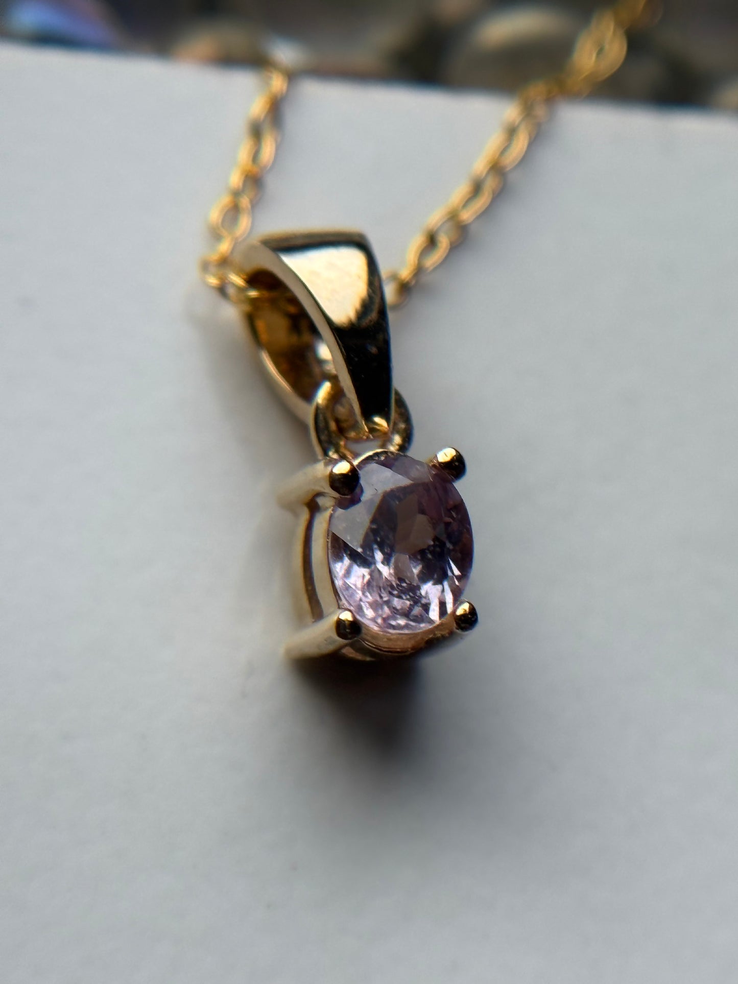 Pink Spinel Oval Gemstone Gold 925 Sterling Silver Necklace
