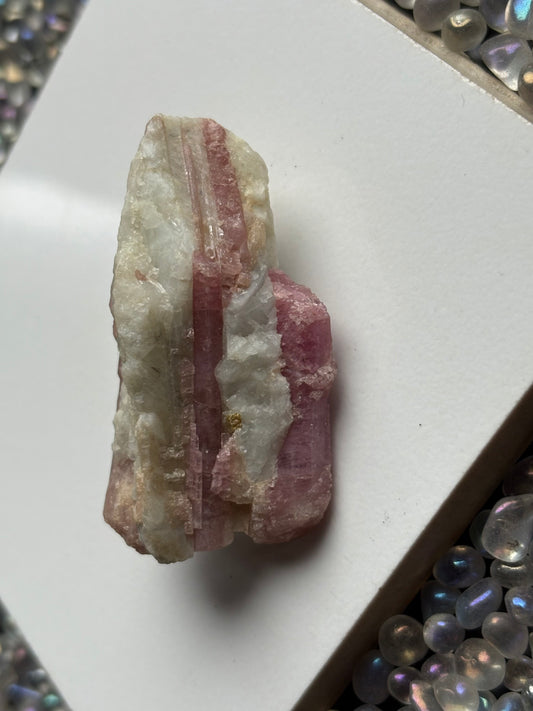 Pink Tourmaline Quartz Crystal Gemstone Rough Specimen (C)