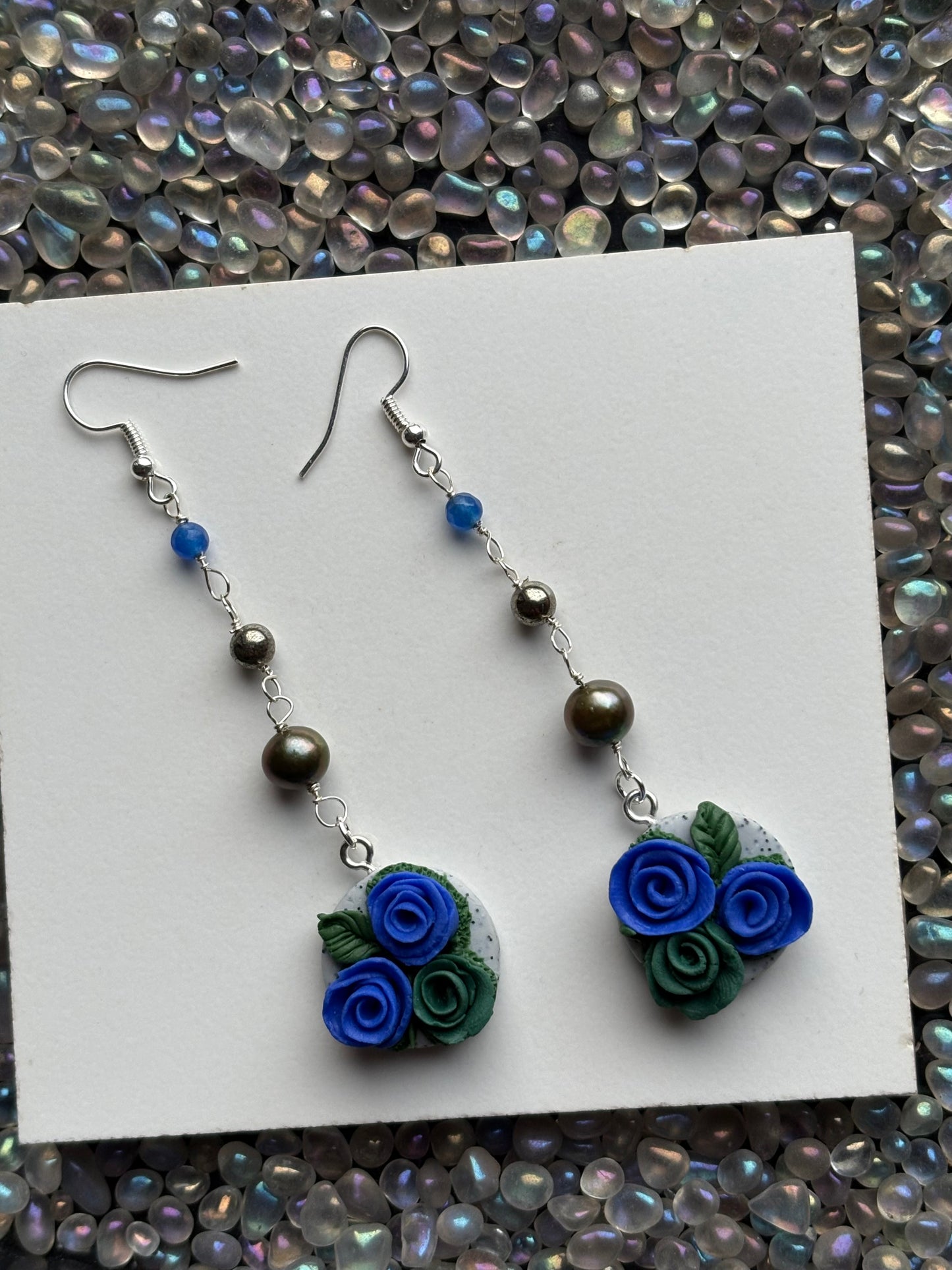 The Posy Quartz Pyrite & Pearl Crystal Gemstone Silver Earrings