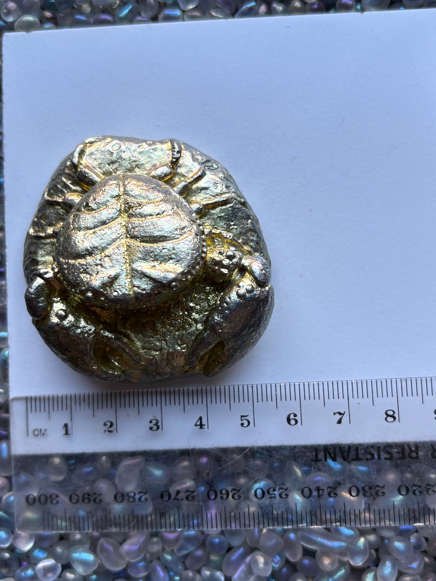 Gold Bismuth Crystal Crab Metal Art Sculpture