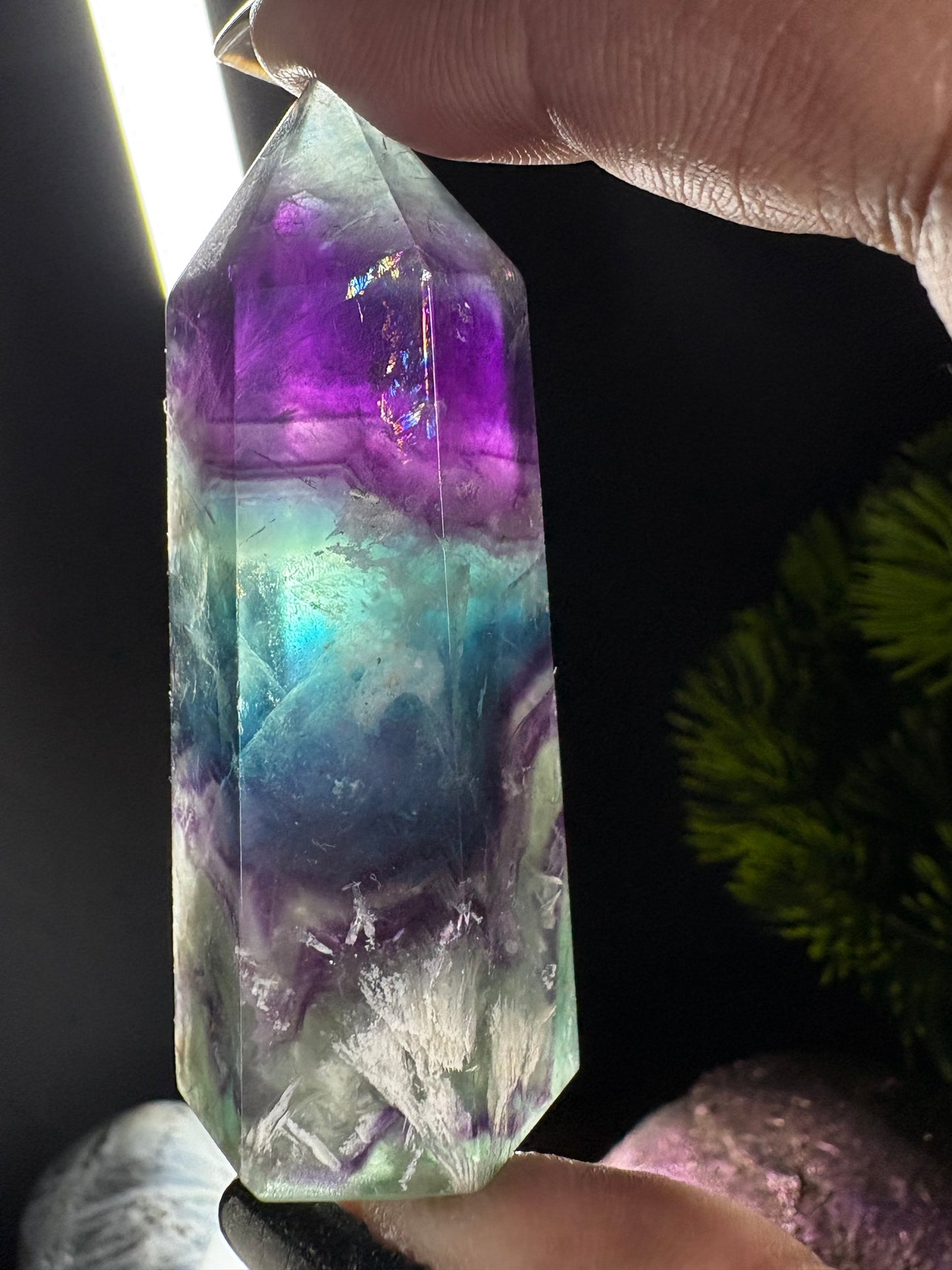 Snowflake Fluorite Gemstone Crystal Tower Point (1)