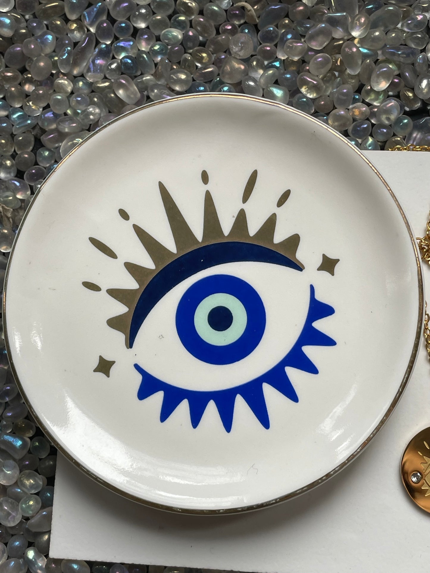 Black Tourmaline & Apatite Evil Eye Dish Protection Gift Set