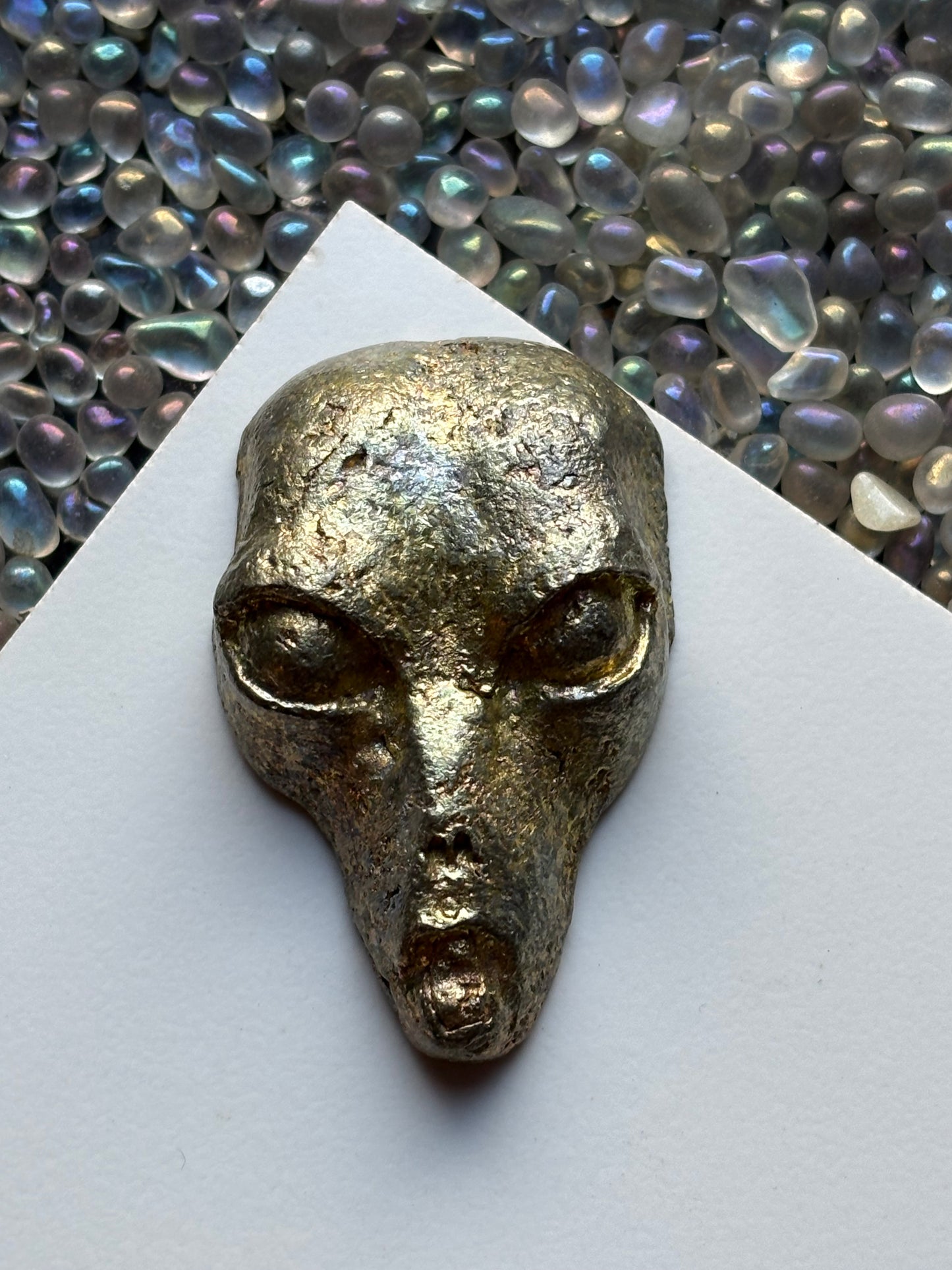 Gold Bismuth Crystal Alien Metal Art Sculpture