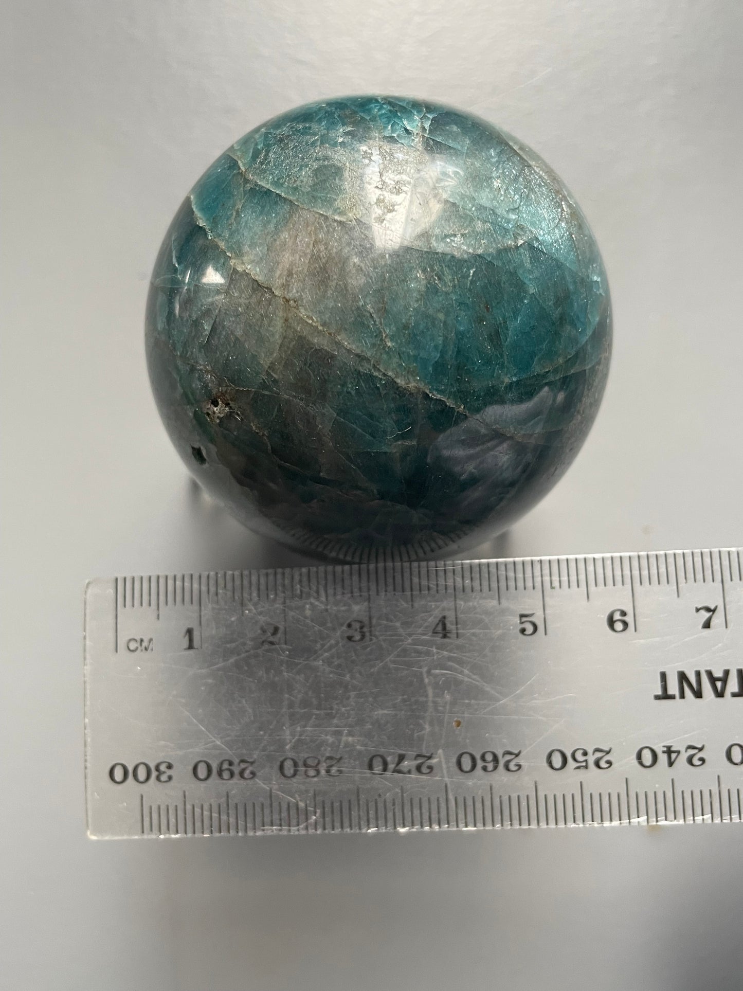 Blue Neon Apatite Asterism UV Gemstone Crystal Sphere (2)