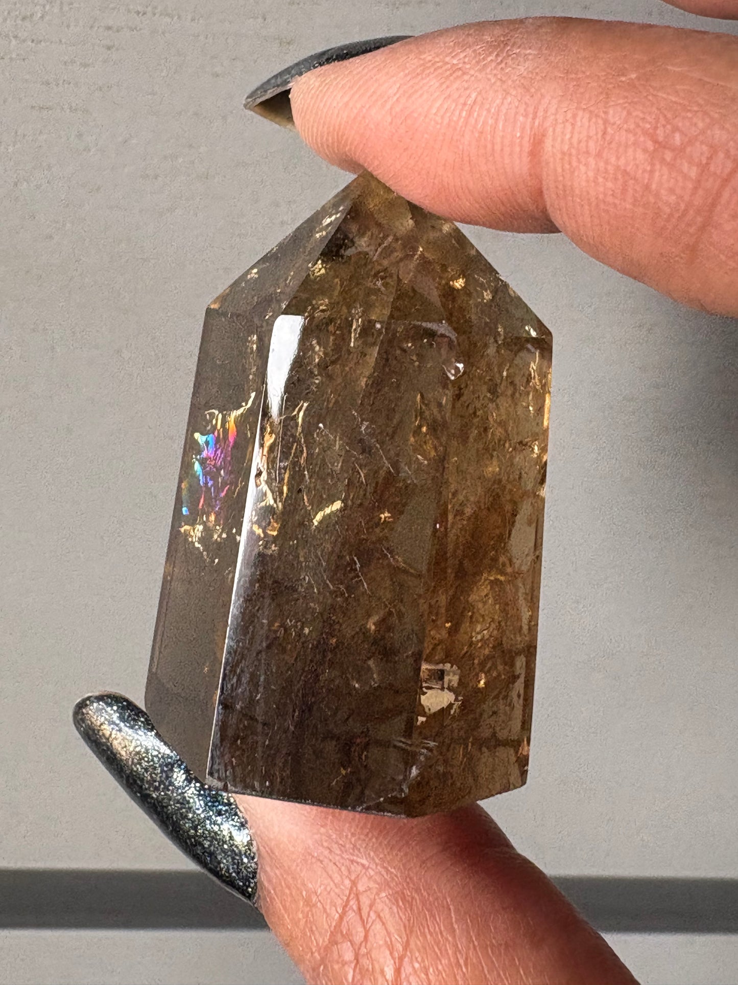 Smoky Citrine Quartz Crystal Gemstone Tower Point (S)